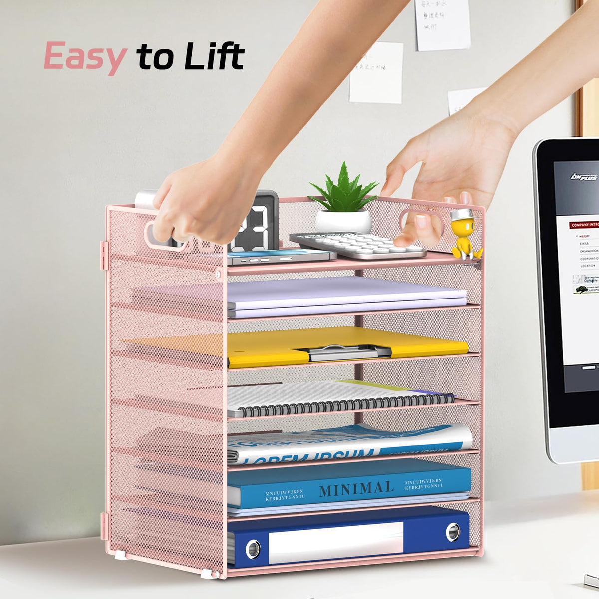 ReePlan 7 Tier Paper Organizer for Desk with Letter Trays & Handle