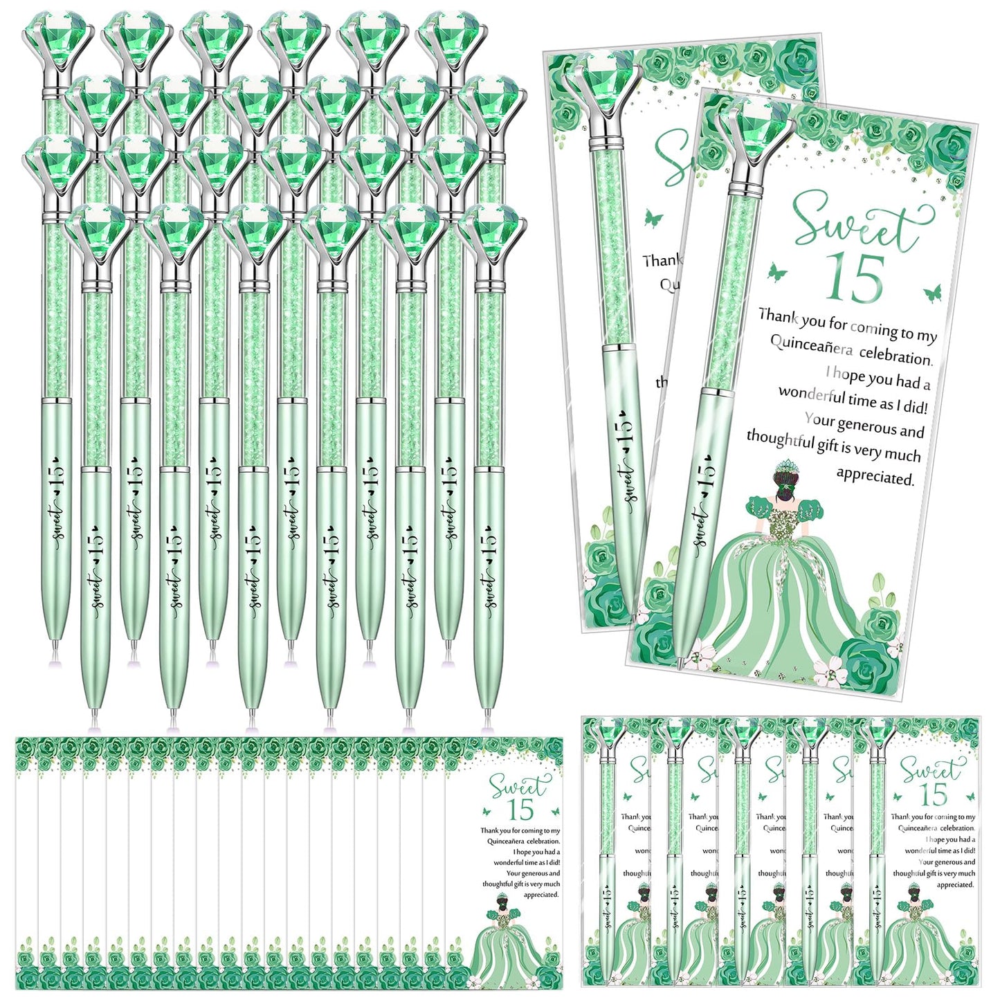 Sayglossy 50 Set Quinceanera Party Favor Sweet Gift, 15th, Green