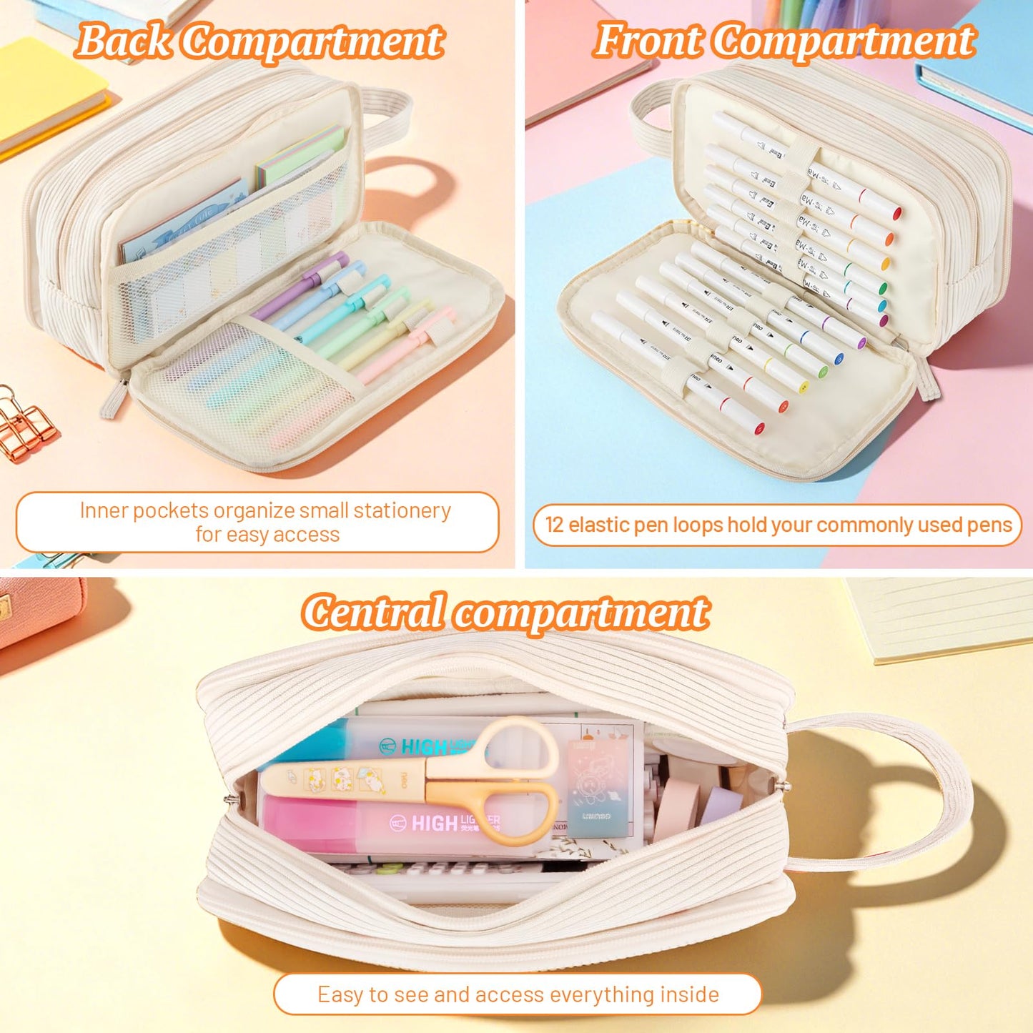 YILANCOL Cute Big Pencil Case Pouch Bag with Handle for Teen Girls Boy Gift