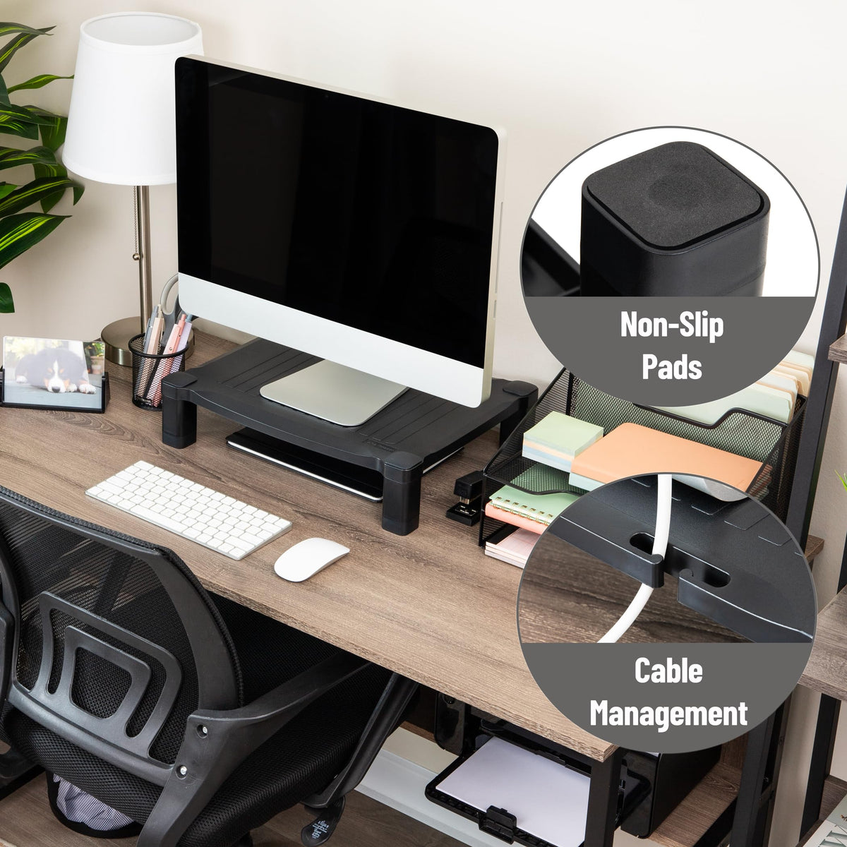 Mind Reader Monitor Stand, Height Adjustable, Desktop Organizer, Laptop Riser, Office, 17.25"L x