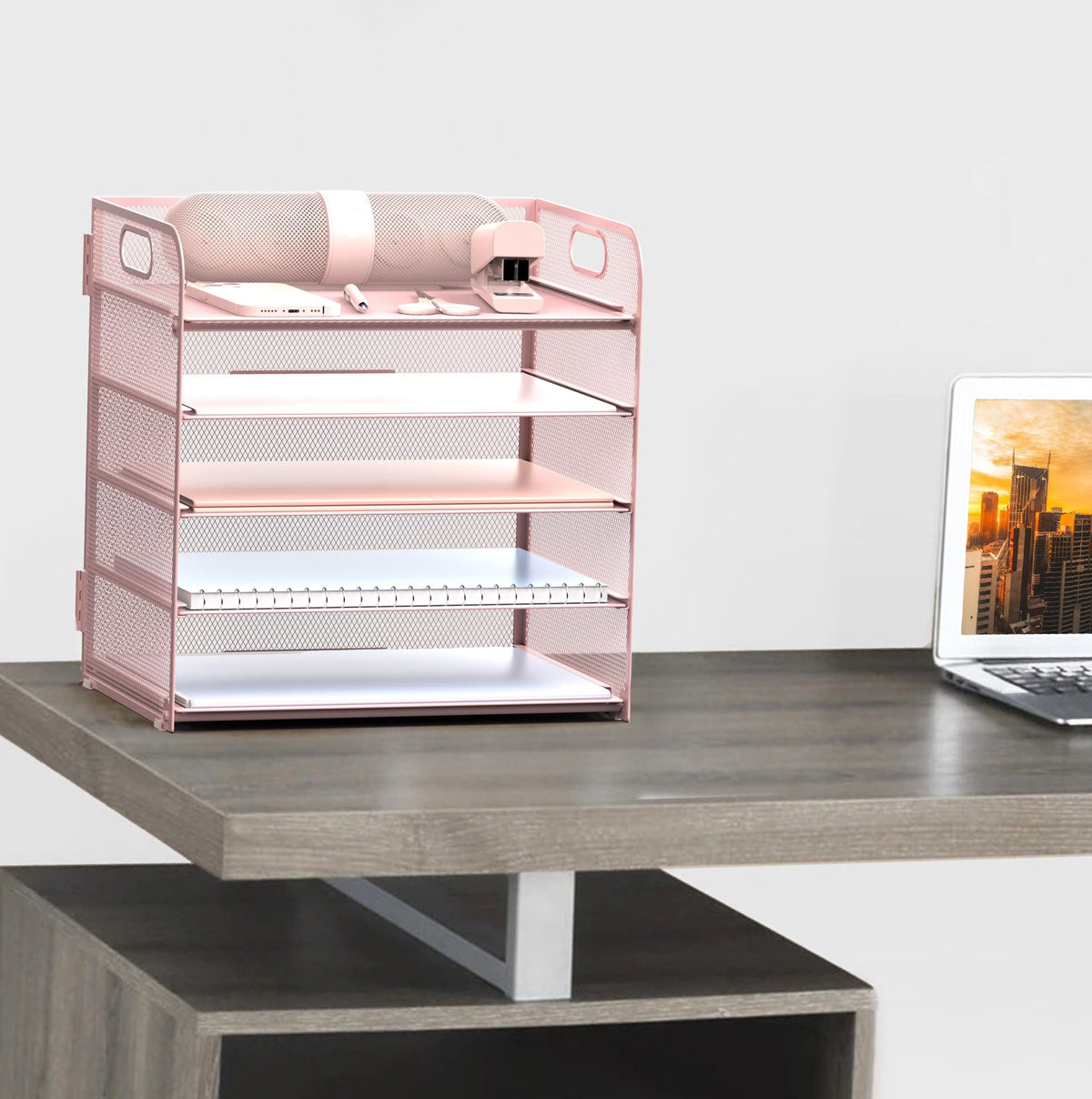 Sinboun Letter Tray Paper Organizer 5-Tier Desk Organizer File Organizer Paper Holder with Handle