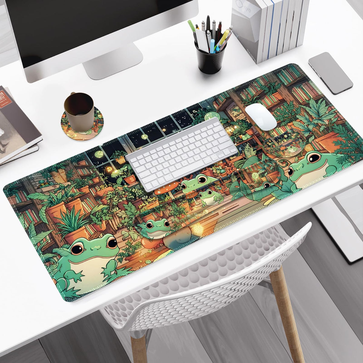 NXZGO Large Gaming Mouse Pad Set, 4 in 1 Ergonomics Keyboard Desk Mat with Memory Foam Wrist Rest