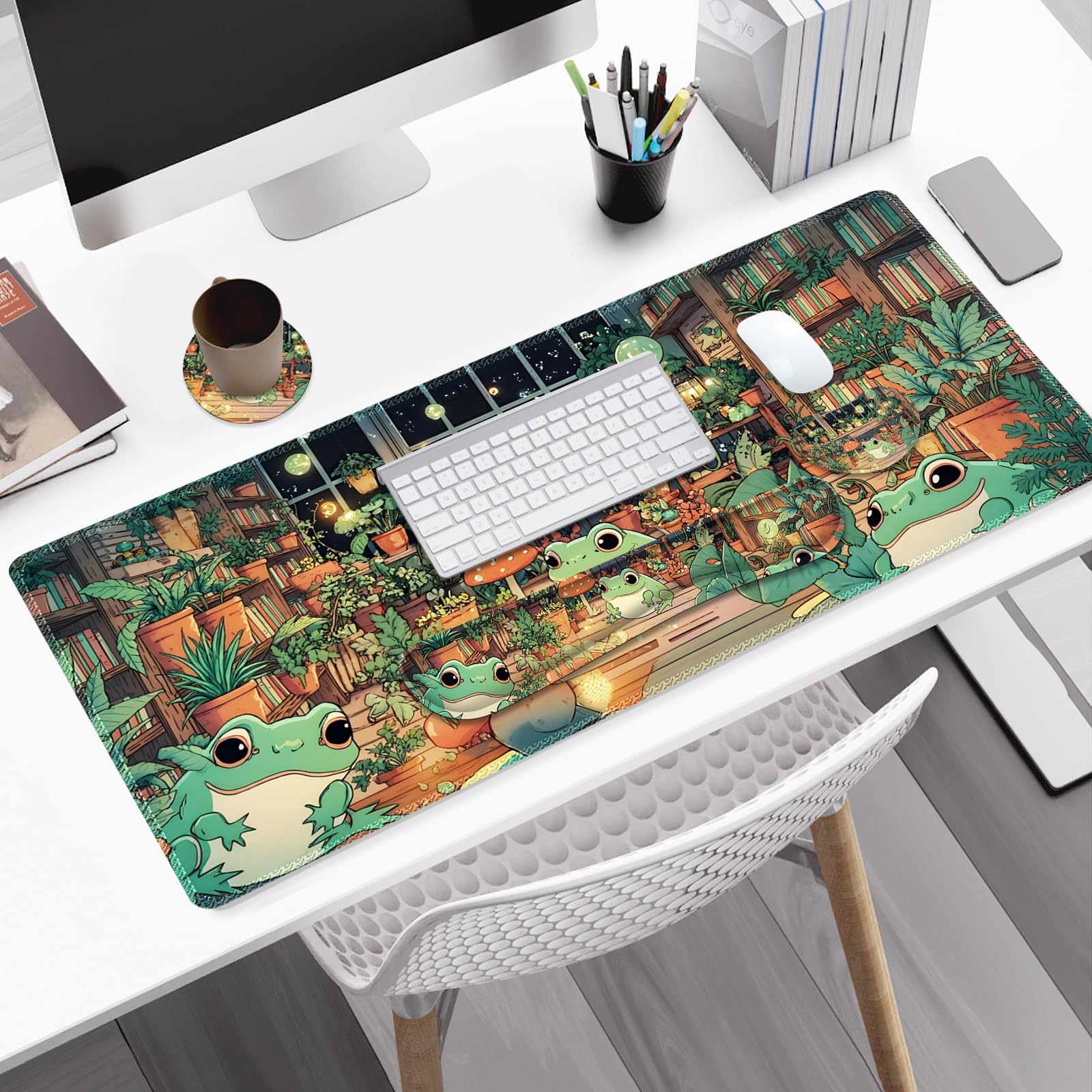 NXZGO Large Gaming Mouse Pad Set, 4 in 1 Ergonomics Keyboard Desk Mat with Memory Foam Wrist Rest