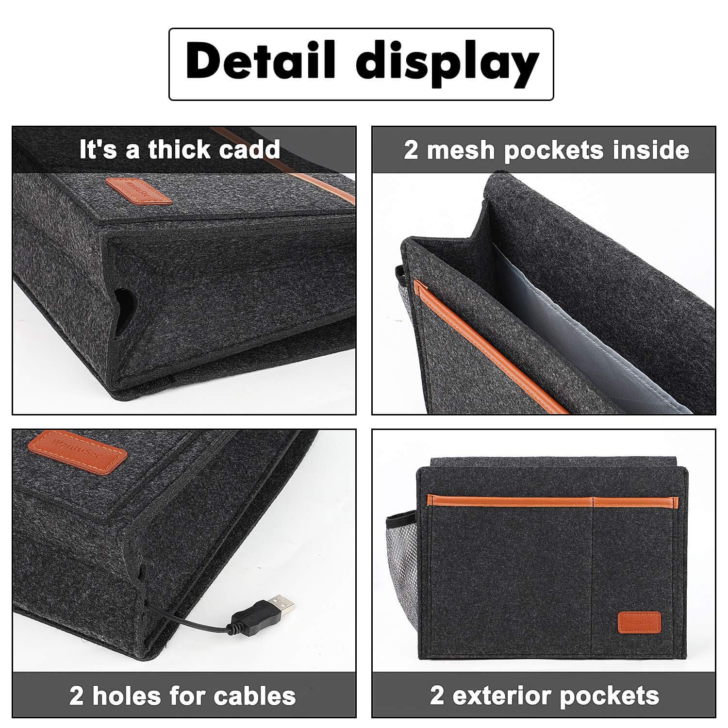 WantuSee Bedside Caddy, Bed Storage Organizer for Remote Controller, Books, Magzine, Laptop Holder
