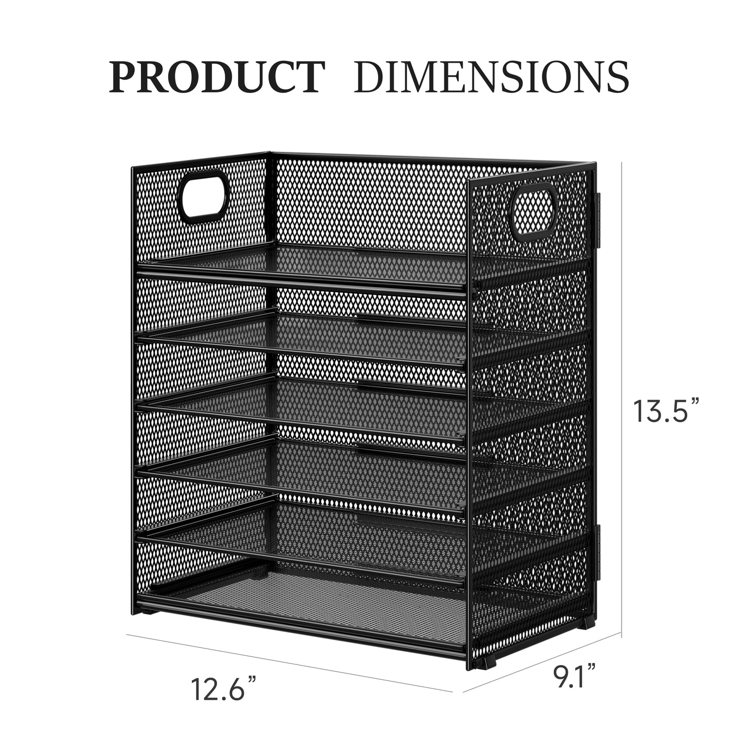 Subekyu 2-Pack 6-Tier Paper Tray Organizer for Desk - Black Mesh File Folder Sorter with Handles