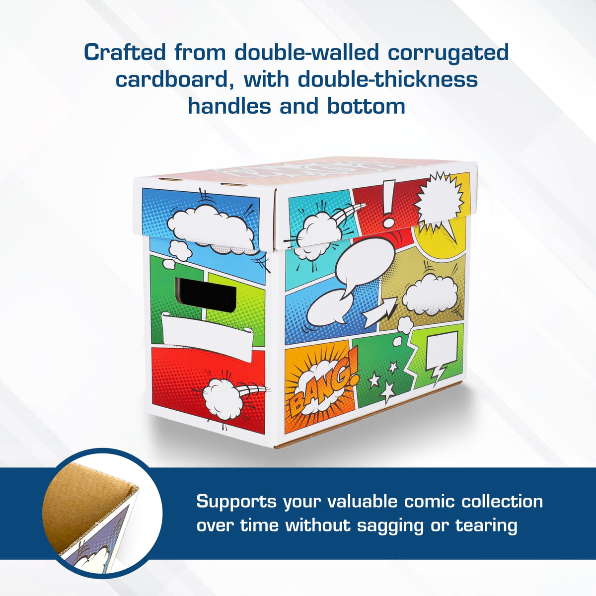 BCW Pow! Comic Book Storage Short Box - 2 Pack | Color Comic-Inspired Artwork | Holds 150–175