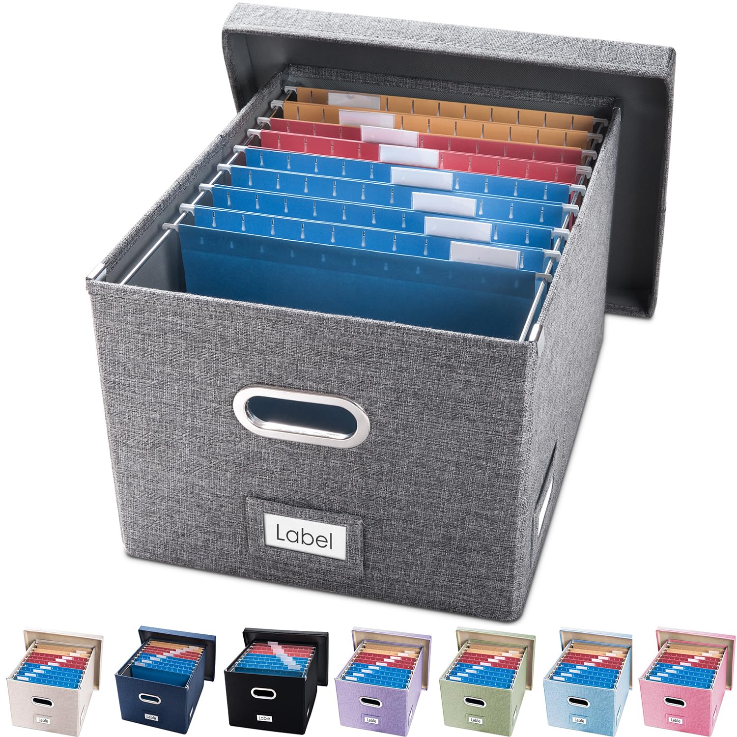PRANDOM File Organizer Box - Set of 1 Collapsible Decorative Linen Filing Storage Hanging File