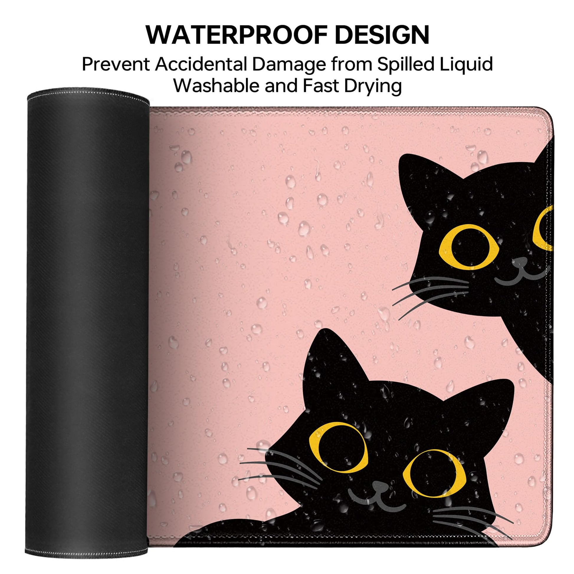 Pink Cute Cat Mouse Pad for Desk,Kawaii Mouse Pad 31.5 X 11.8 in Mouse Mat Desk Pad,Extended