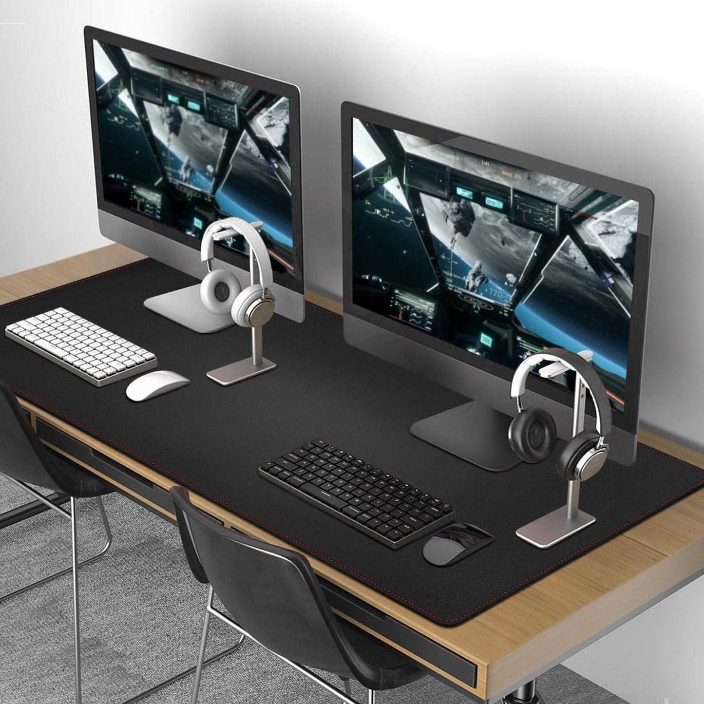 ZORESYN XL Large PU Leather Mouse Pad, Black, 55" x 24"