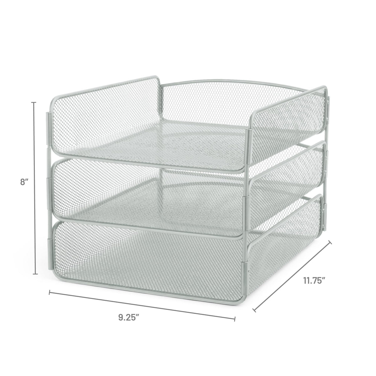 Safco Onyx Desktop Organizer, 3-Tier Paper Tray, Durable Steel Mesh Construction,Silver