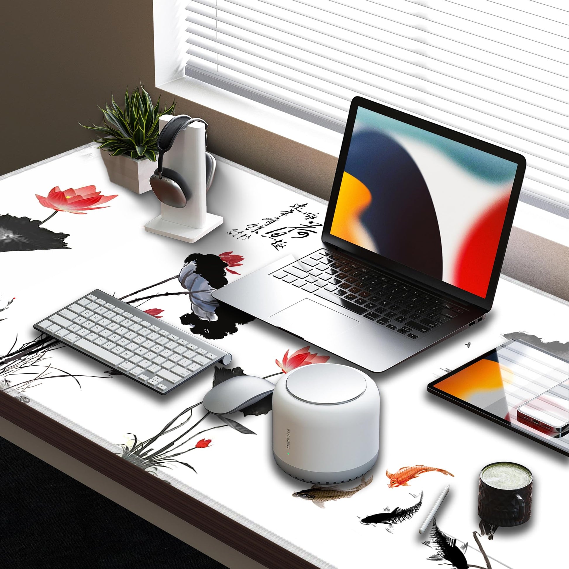 LL-COEUR XXL Landscape Gaming Mouse Pad Computer Keyboard Mat Office Desk Pad (Lotus, 47.2" x 23.6"