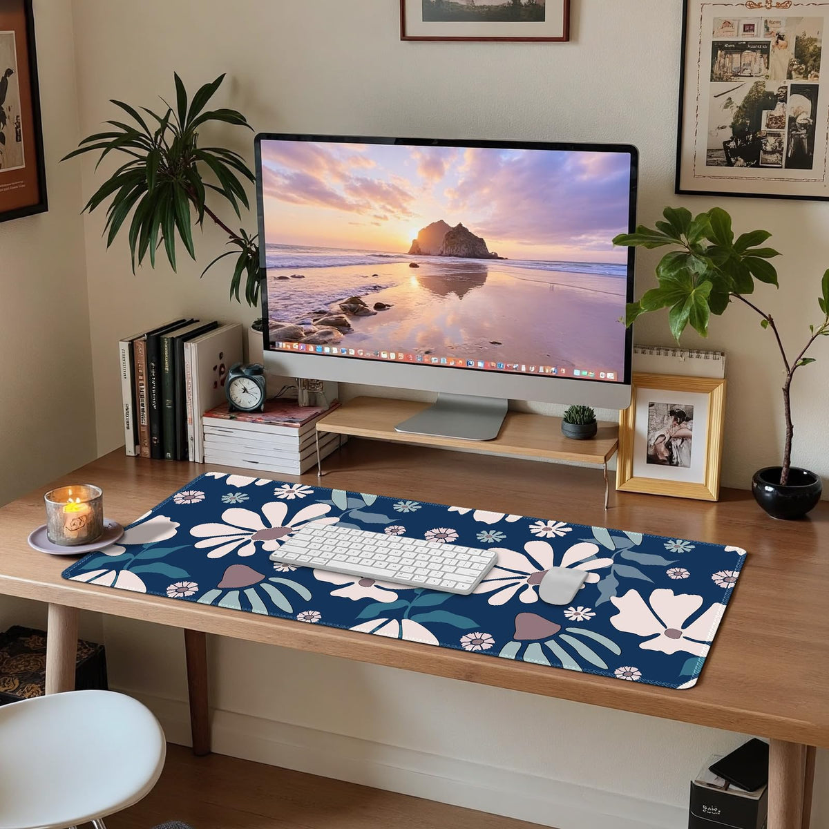 ARTSO Large Mouse Pad, Cute Blue Desk Mat for Desktop,Desk Pad Waterproof Gaming Mousepad for Women