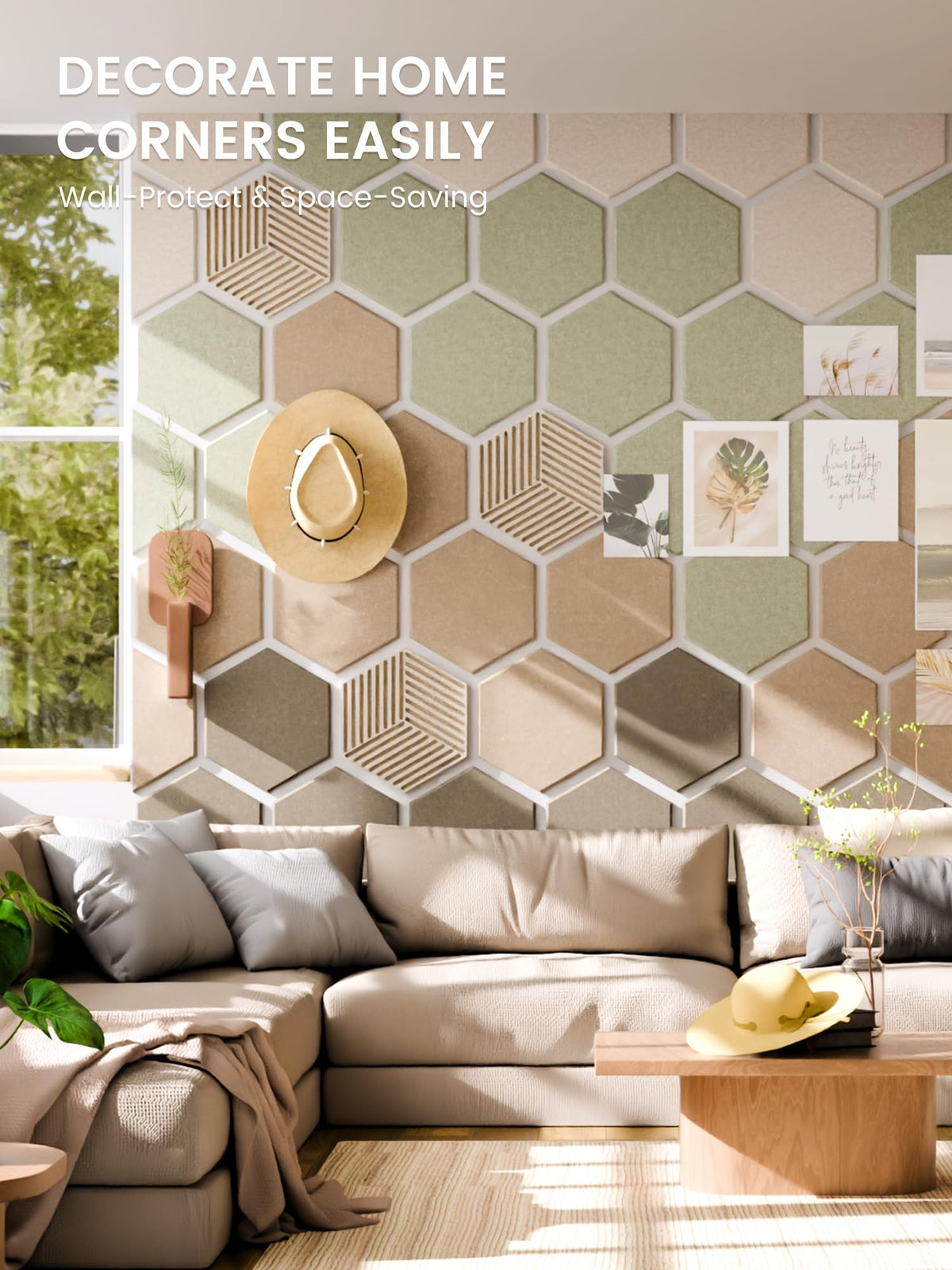 Fluxynara 10-Pack Hexagon Cork Board Alternative, Linen Dusk