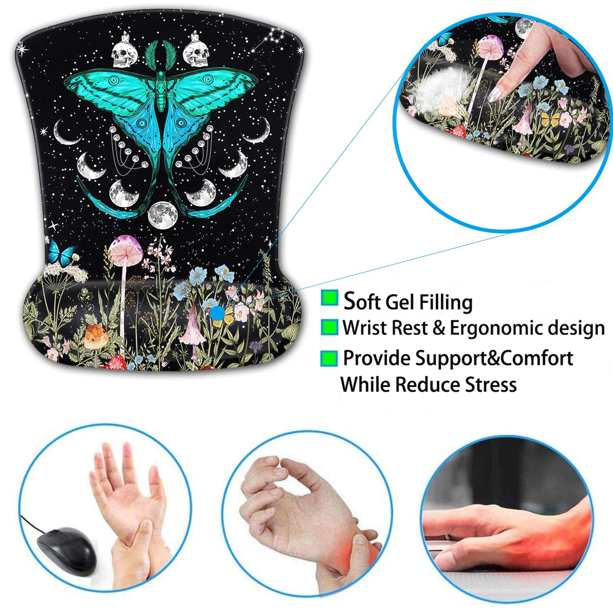 Keyboard Wrist Rest and Mouse Pad with Wrist Support, Ergonomic Gel Mouse Pad,for Easy Typing Pain