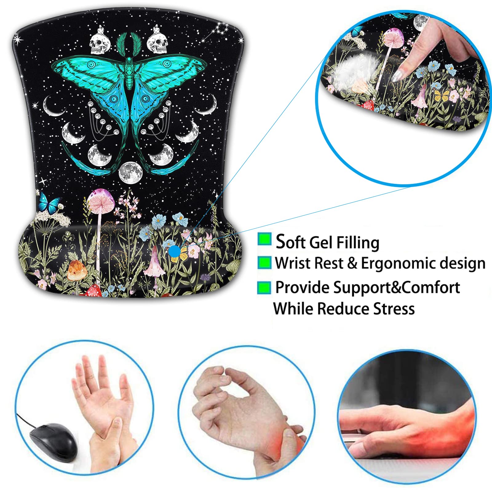 Keyboard Wrist Rest and Mouse Pad with Wrist Support, Ergonomic Gel Mouse Pad,for Easy Typing Pain