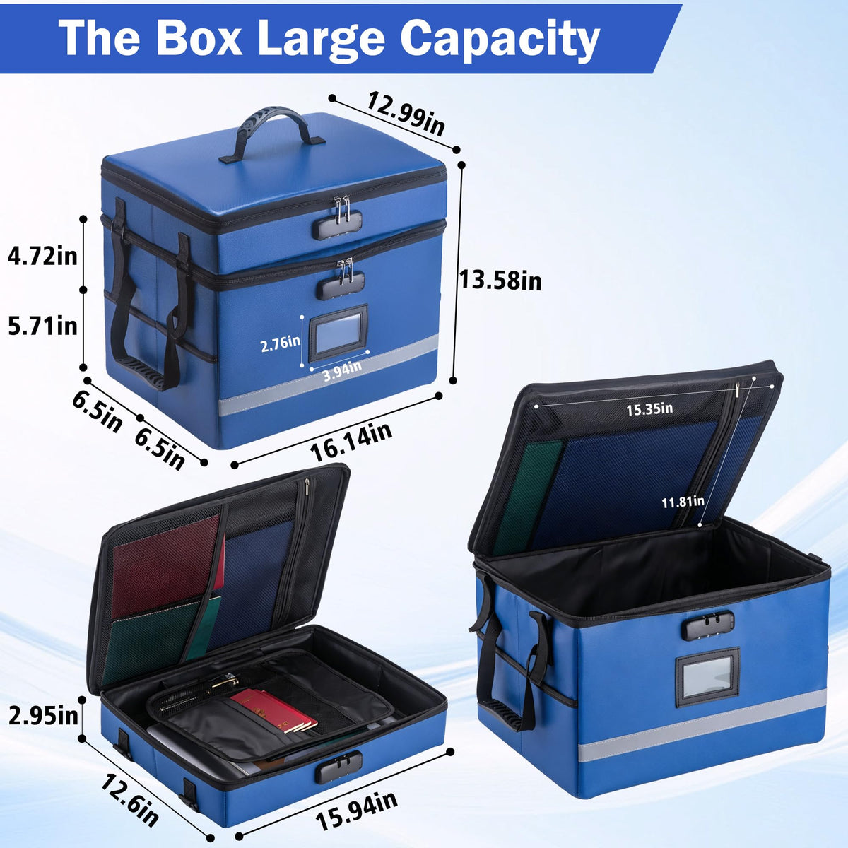 EXLIFBAG Fireproof File Organizer with Lock, 2 Layer