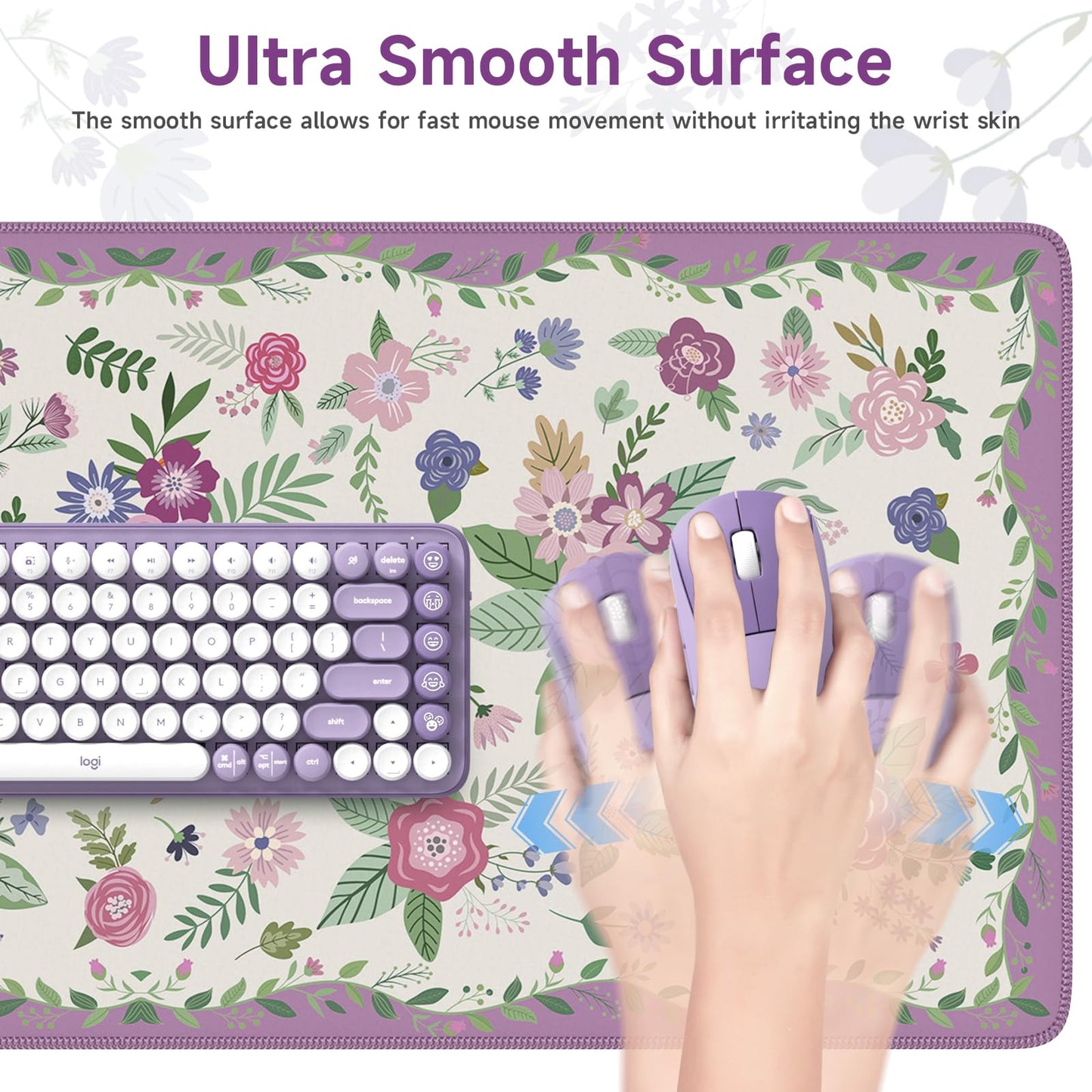 HAOCOO Purple Cloud Desk Pad, 35.4" x 15.7" Desktop Matt for Home Desk