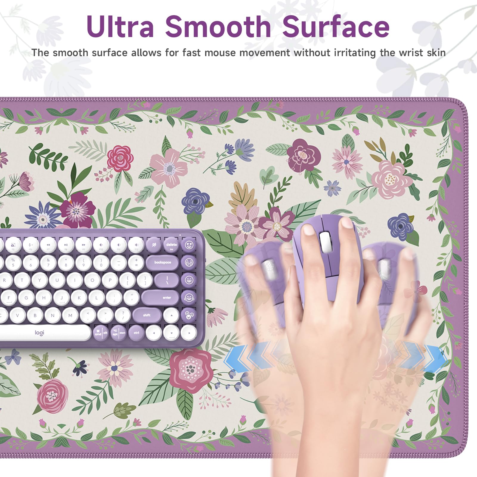 HAOCOO Purple Cloud Desk Pad, 35.4" x 15.7" Desktop Matt for Home Desk