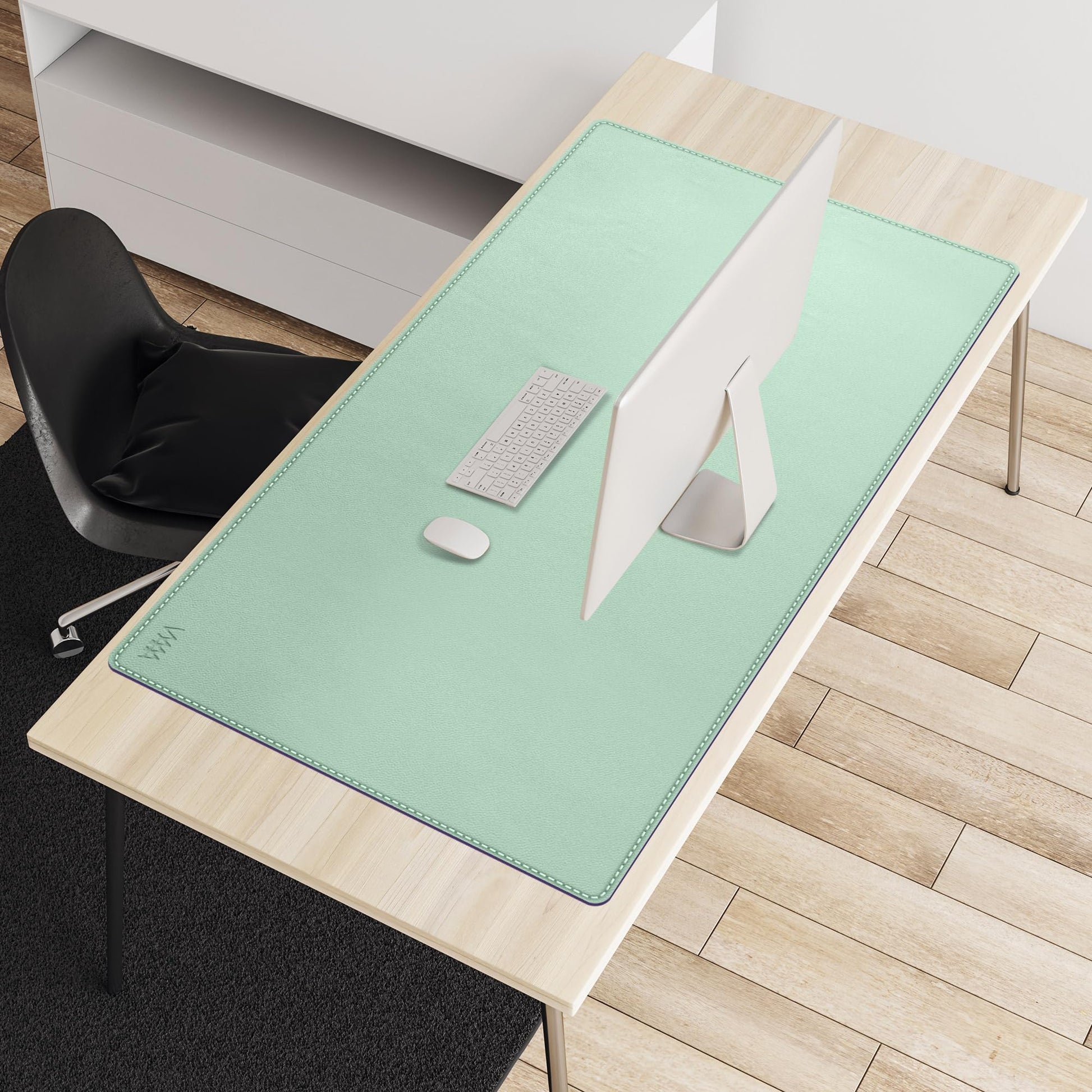 Vyaaa PU Leather Desk Mat, 39.4“ x 23.6” XXL Leather Desk Pad, Waterproof Extra Large Desk Mat