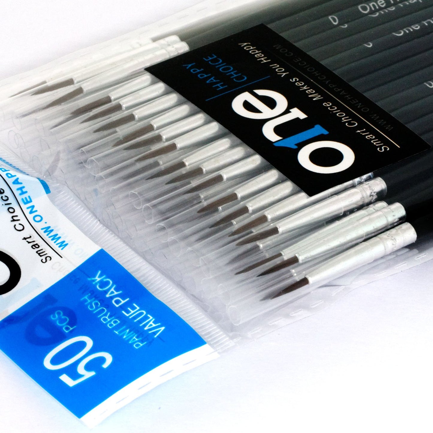 50 Pcs Fine Detail Synthetic Paint Brush Set, Pointed Round Size #0 Medium