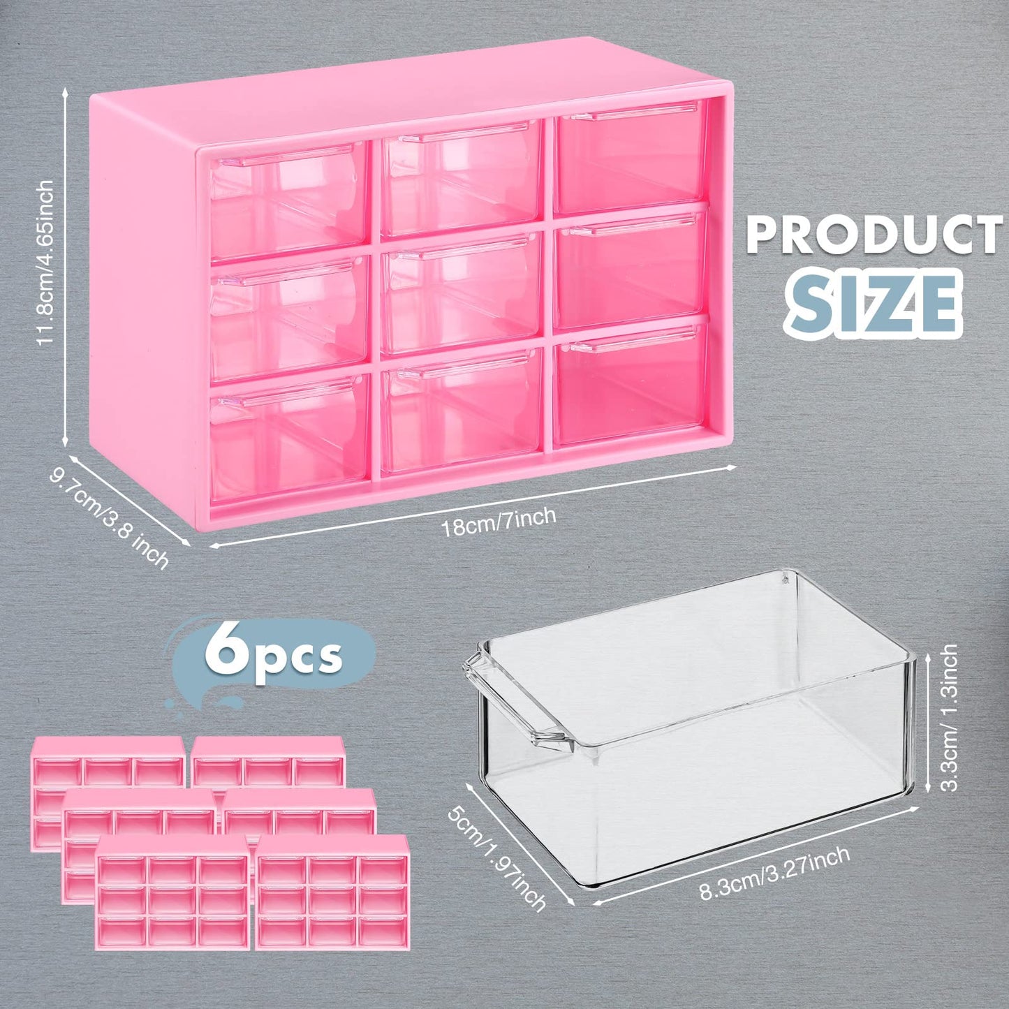Amyhill 6 Pcs Mini Drawer Organizer Small Organizer with 9 Drawers Plastic Desktop Craft Storage