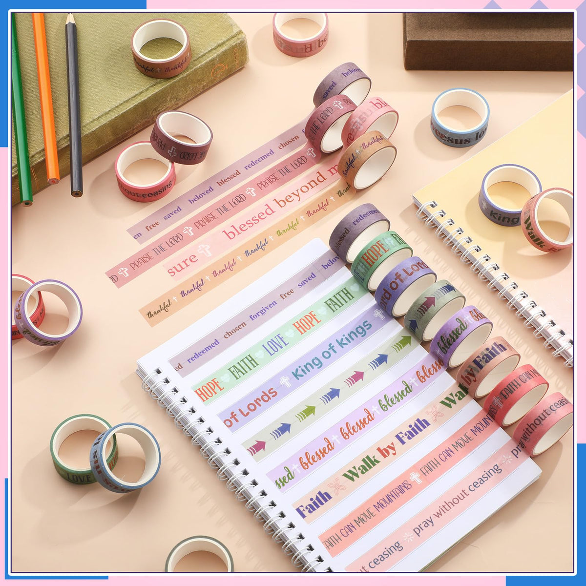 Janlaugh 24 Rolls Christian Washi Tape Back to School Bible Verse Gifts