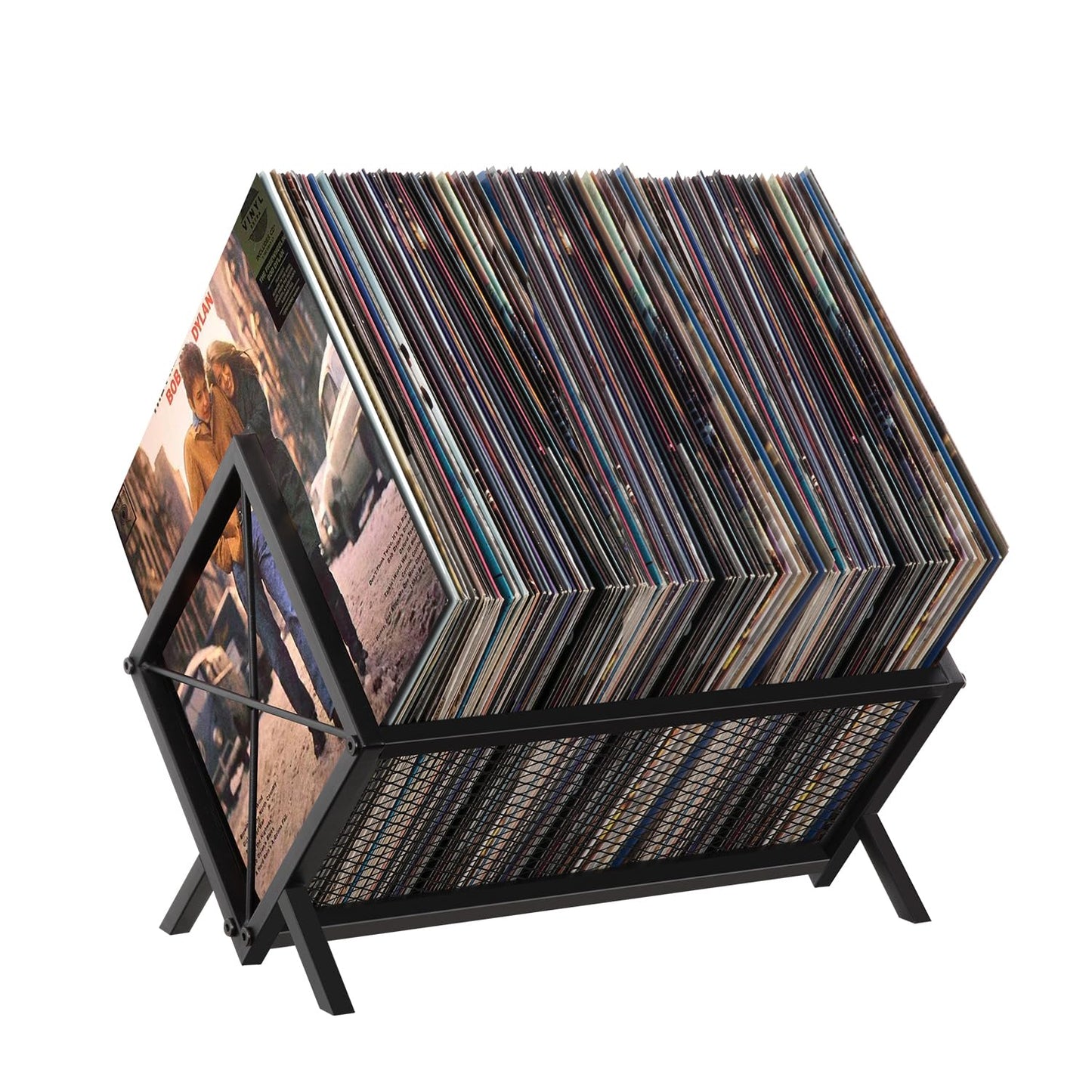 YINMIT Vinyl Record Storage Holder - 80-100 LP Vinyl Organizer, Metal Record Display Rack, Quick