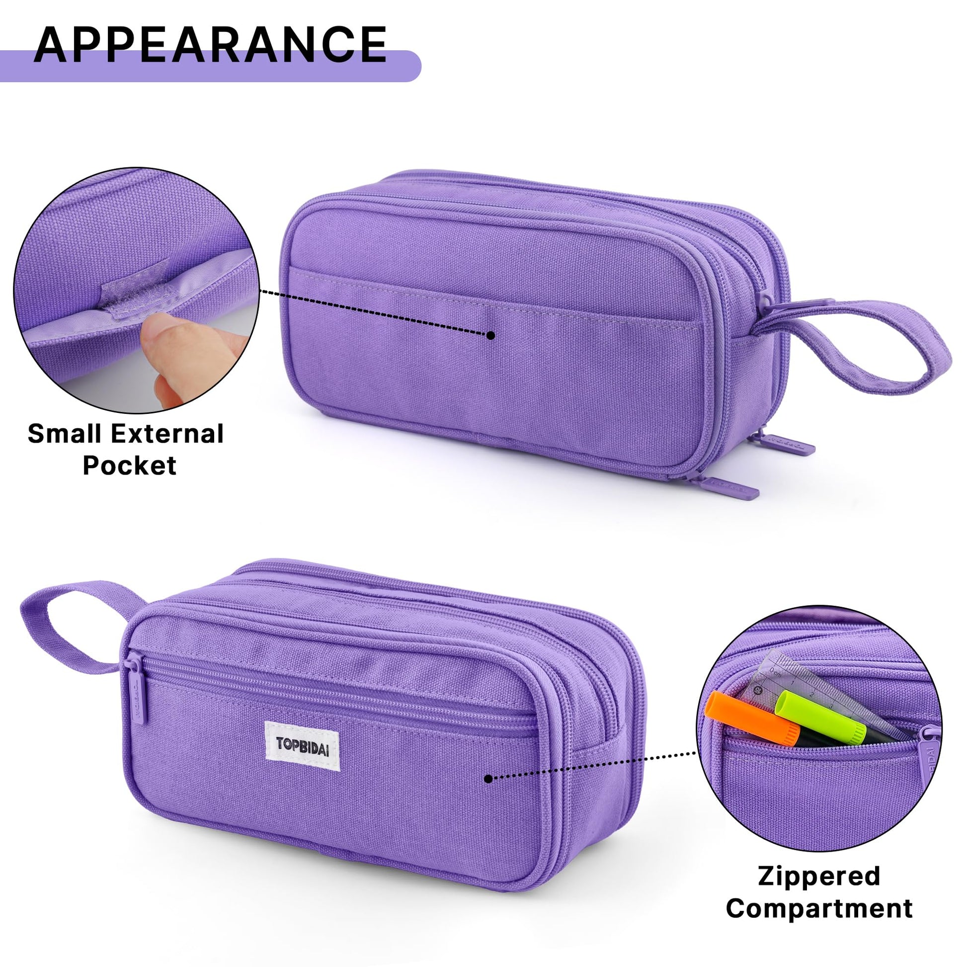 TOPBIDAI Large Pencil Case Pouch for Girls Boy Women Men Adults