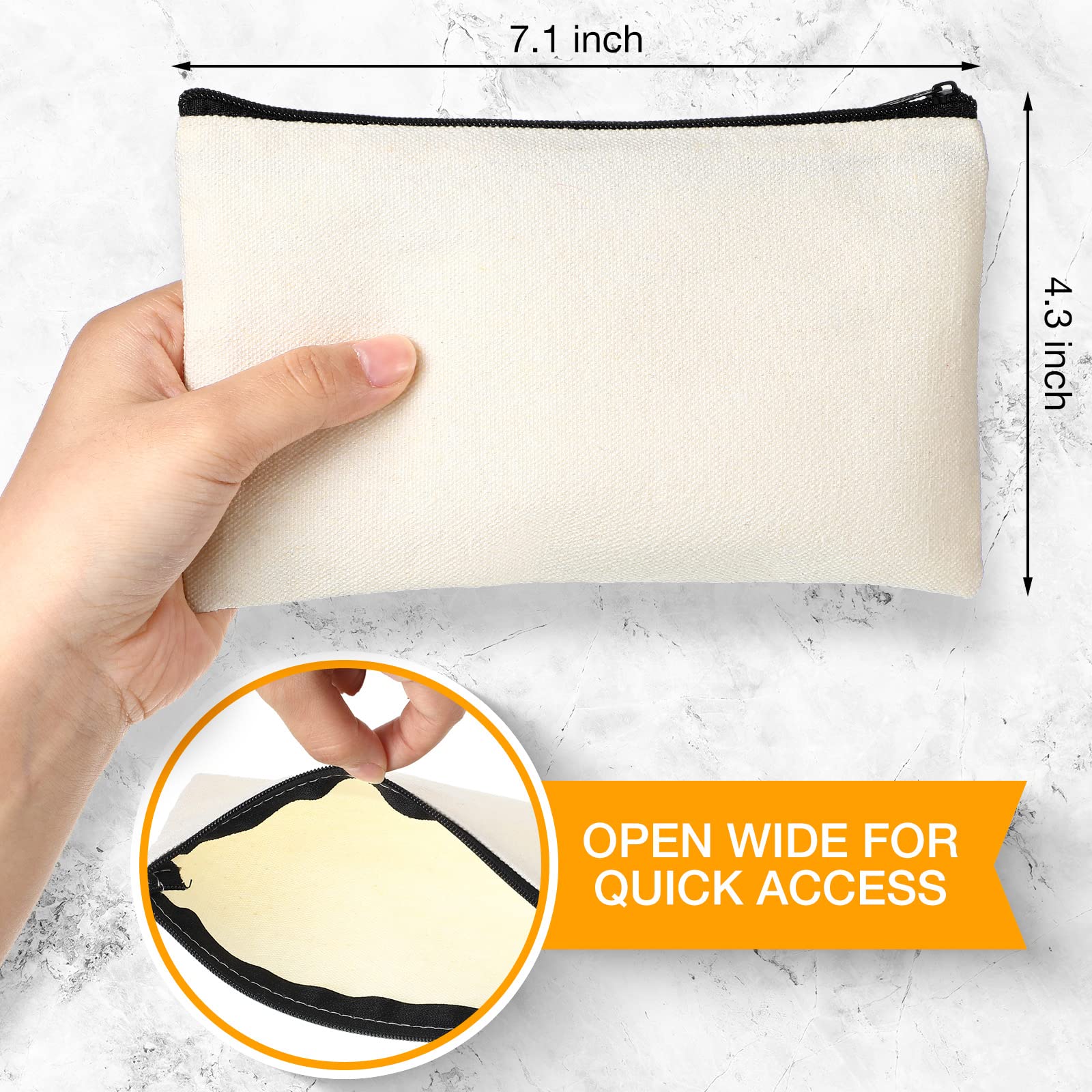 Frienda 50 Pcs Canvas Zipper Pouch Bulk Gift, Beige