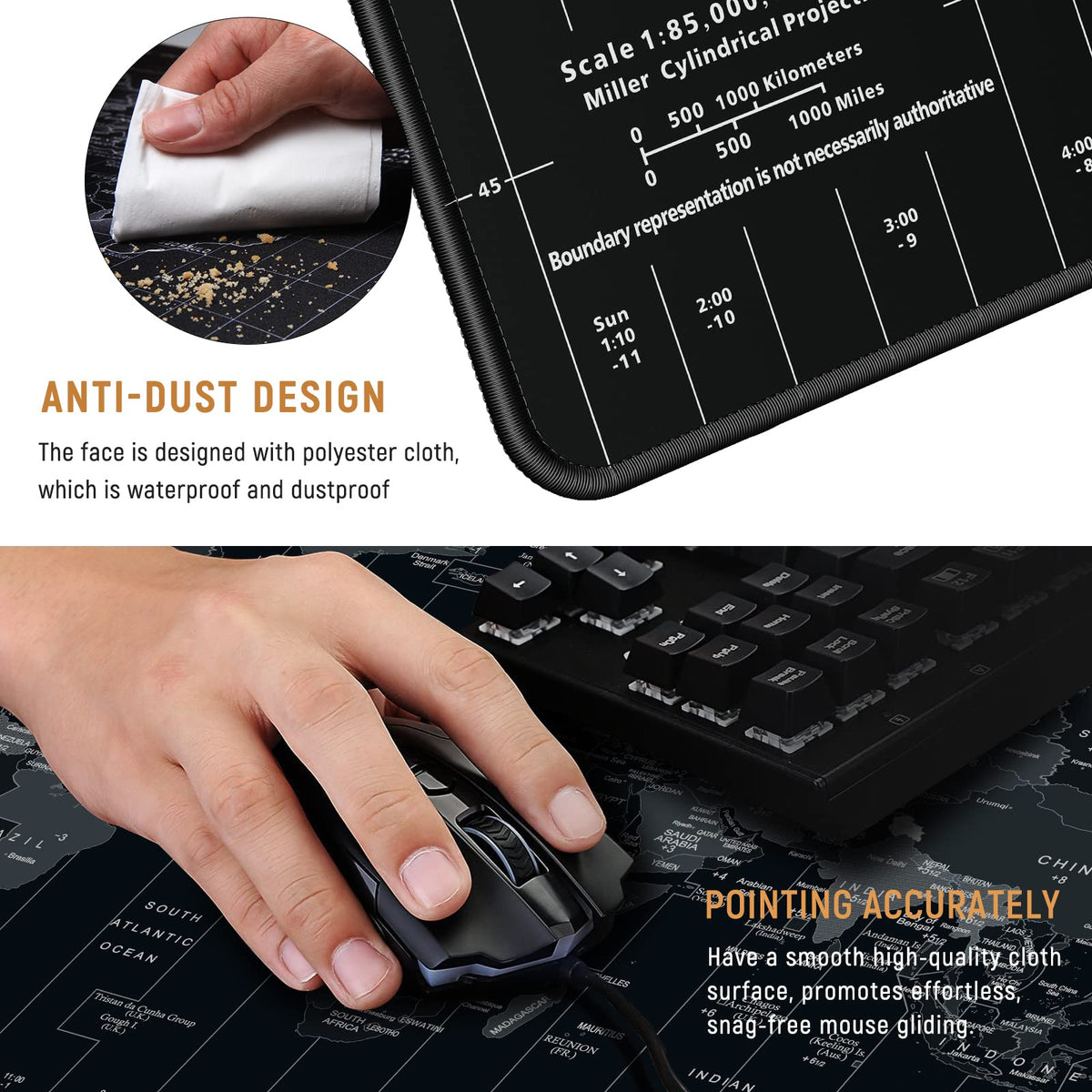 JIALONG Large Gaming Mouse Pad Extended Desk Mat XXL Mousepad with Non-Slip Keyboard Pad for Office