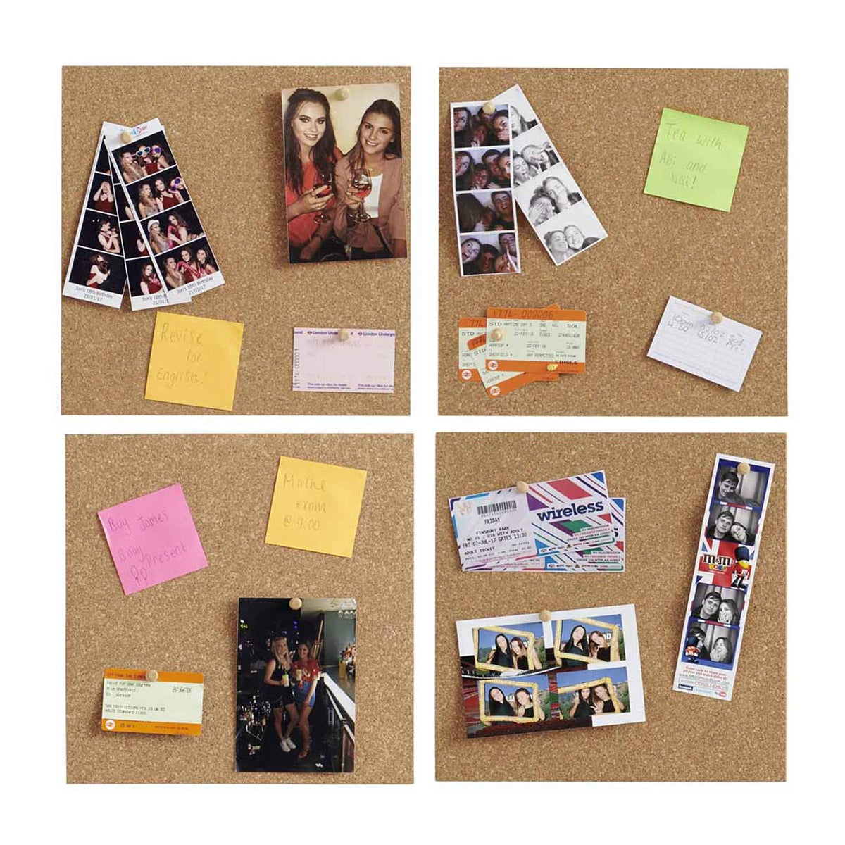 SUNGIFT Cork Board 12"x12" - 1/2 Inch Thick Self-Adhesive Tiles, 6 Pack