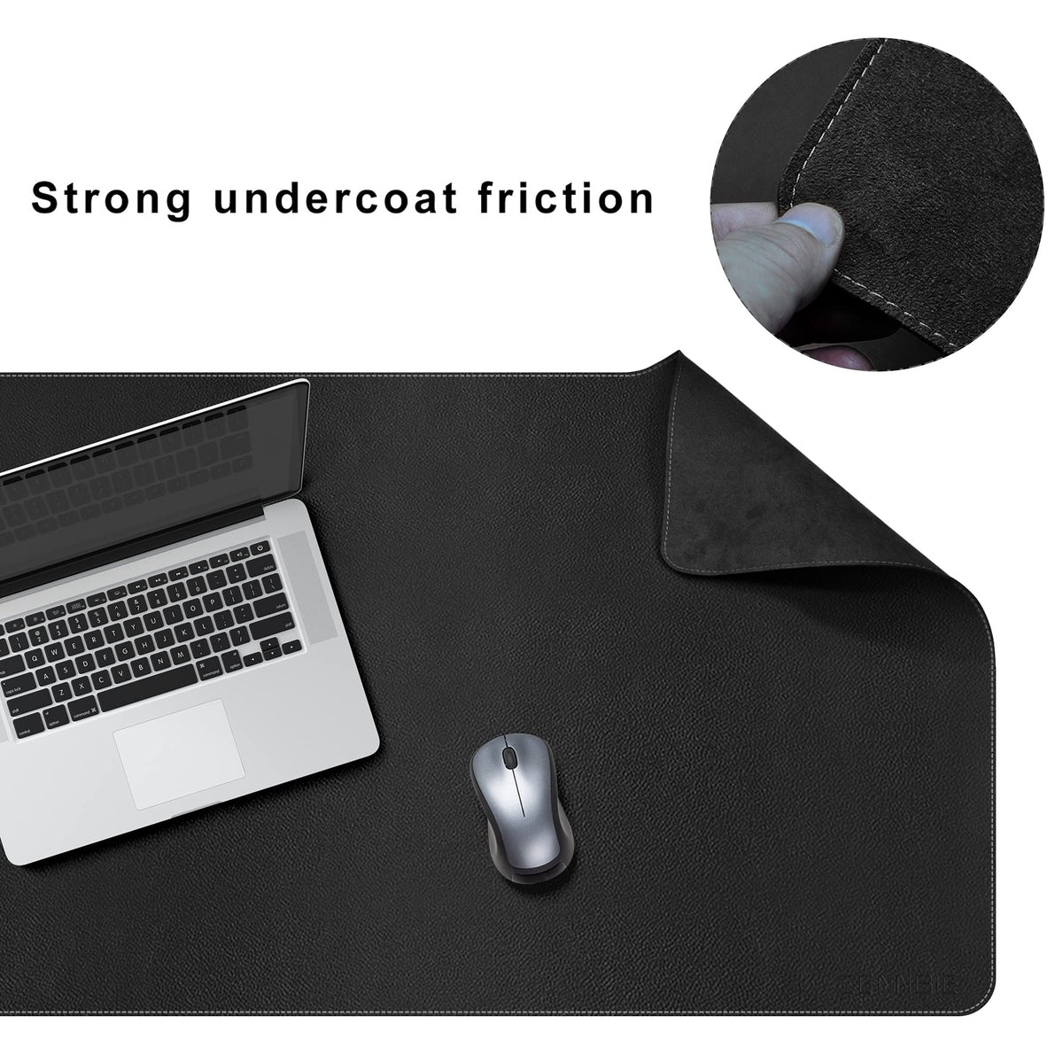CENNBIE Leather Desk Mat, 66.9" x 23.6" Desk Mat on top of desks (Black)