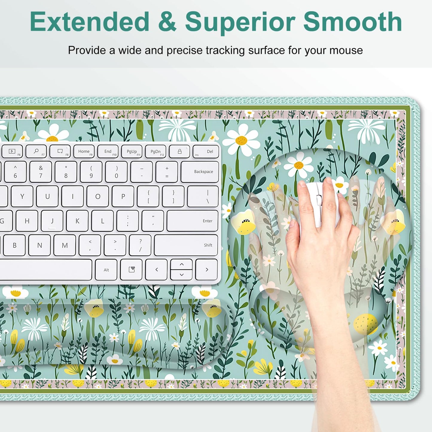 Floral Desk Mat, 4in1 Large Mouse Pad with Wrist Rest, Desk Matt for Desktop, Desk Pad Mat