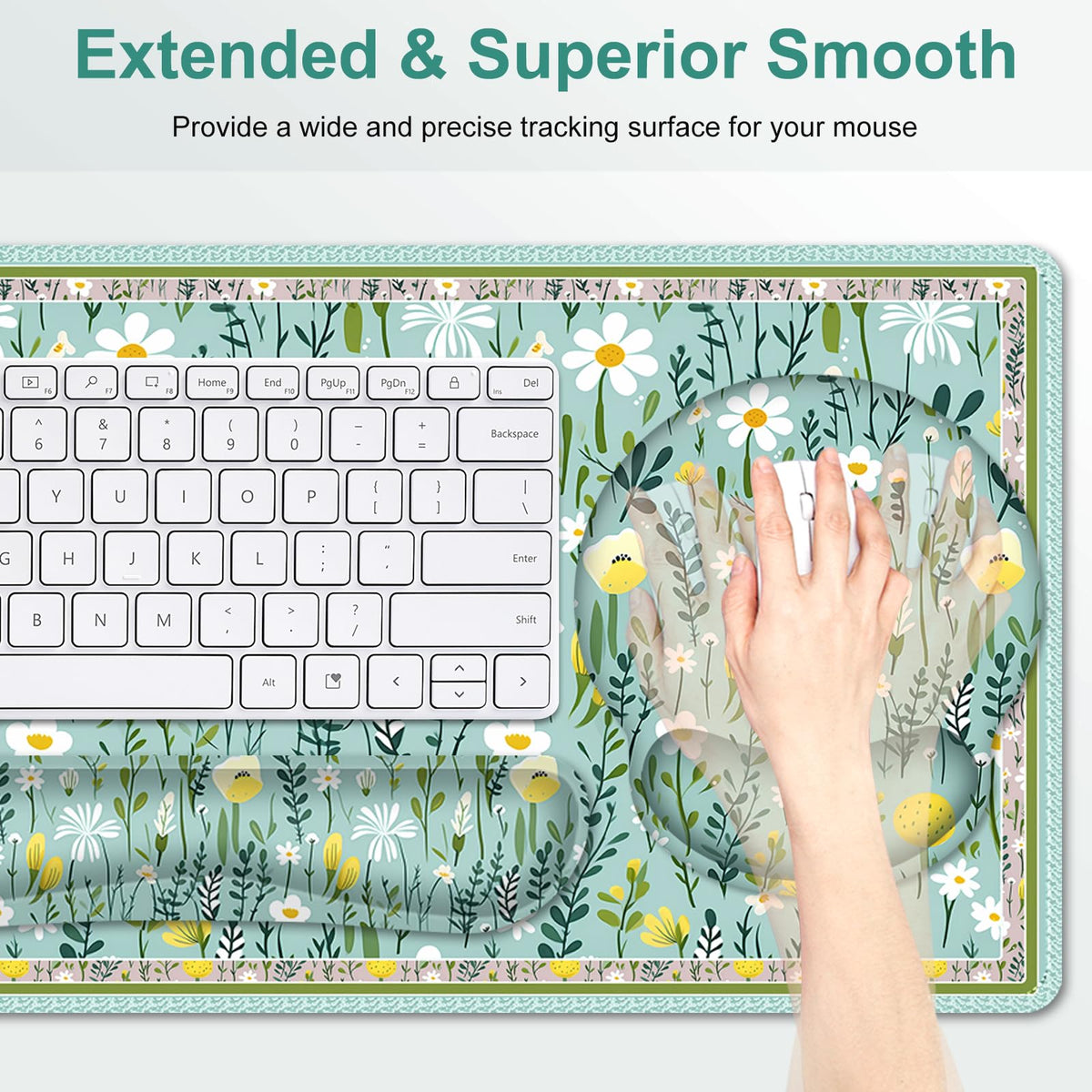 Floral Desk Mat, 4in1 Large Mouse Pad with Wrist Rest, Desk Matt for Desktop, Desk Pad Mat