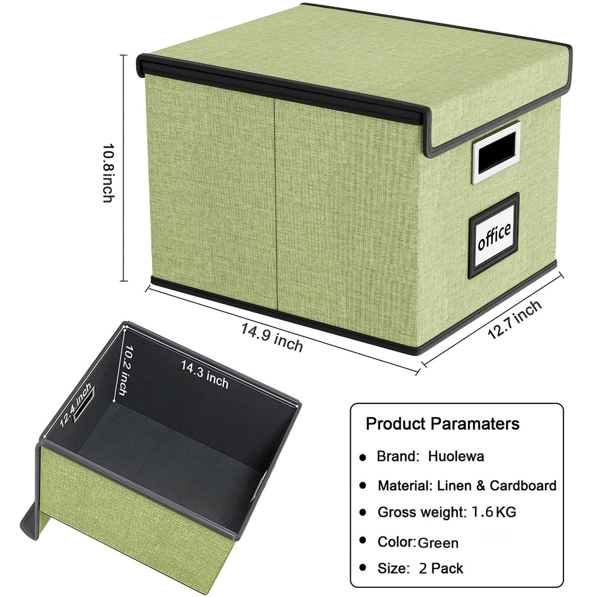 Huolewa File Organizer Box with Lids, Collapsible File Folder Organizer