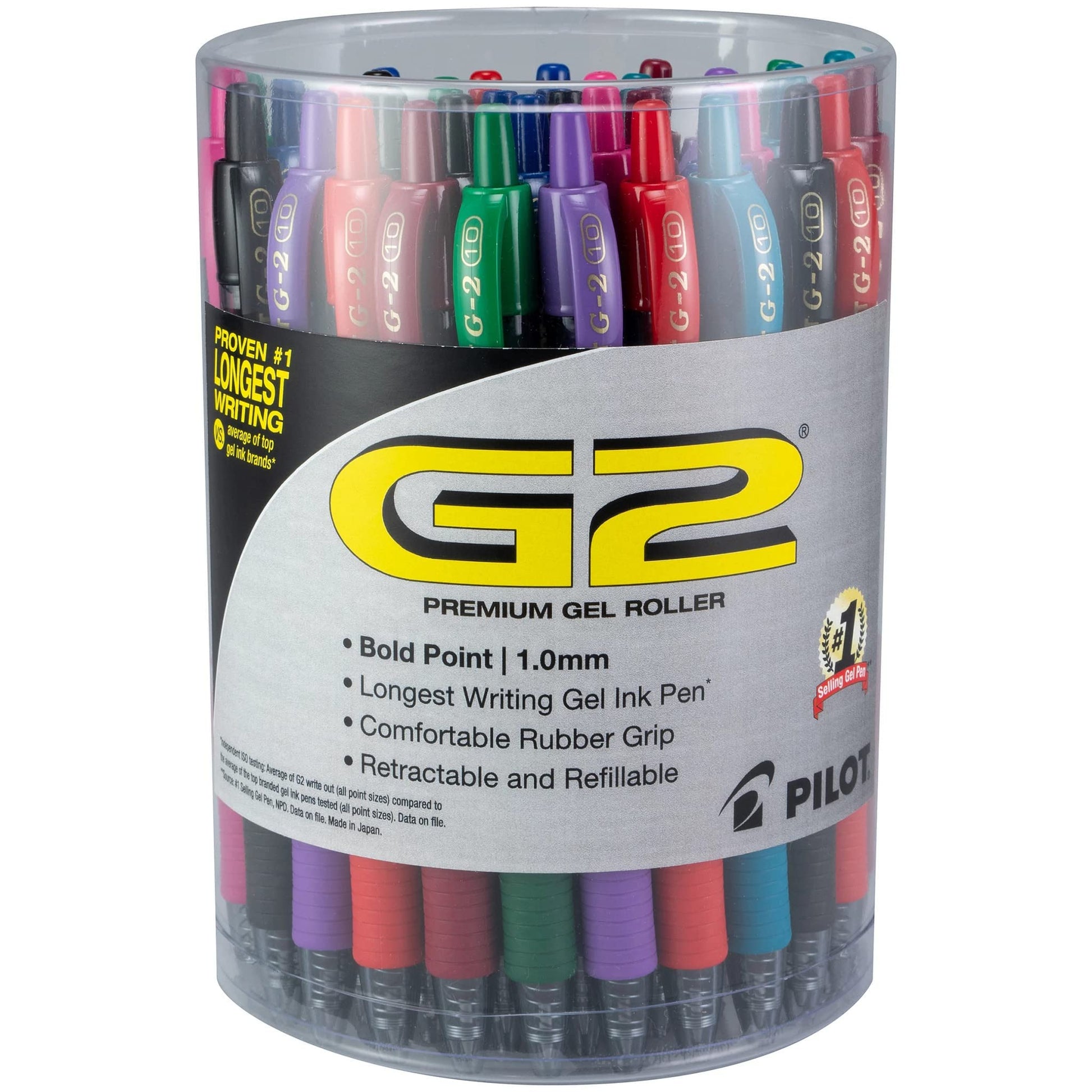 PILOT G2 Premium Refillable and Retractable Rolling Ball Gel Pens, Bold Point, Assorted Color Inks