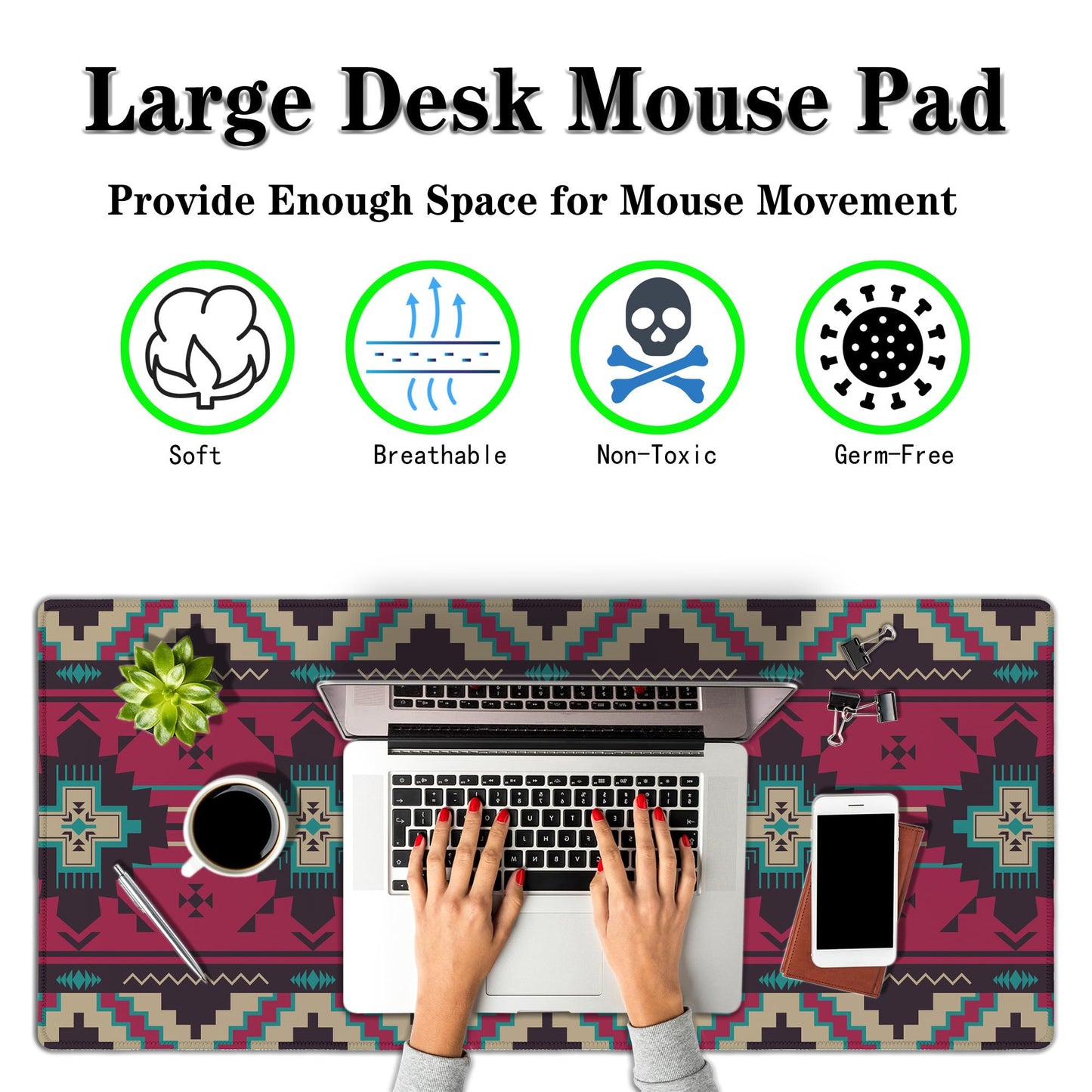 Samgula Computer Desk Mat Pink Mouse Pad, Gaming Mousepad Big Game Mat, Desktop Pad Waterproof