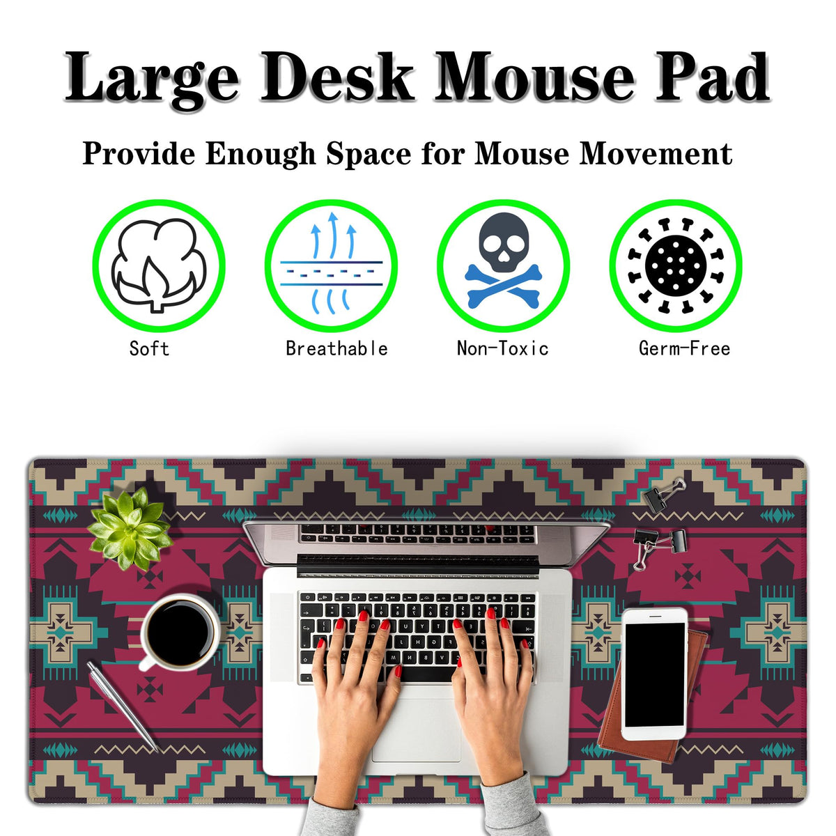 Samgula Computer Desk Mat Pink Mouse Pad, Gaming Mousepad Big Game Mat, Desktop Pad Waterproof