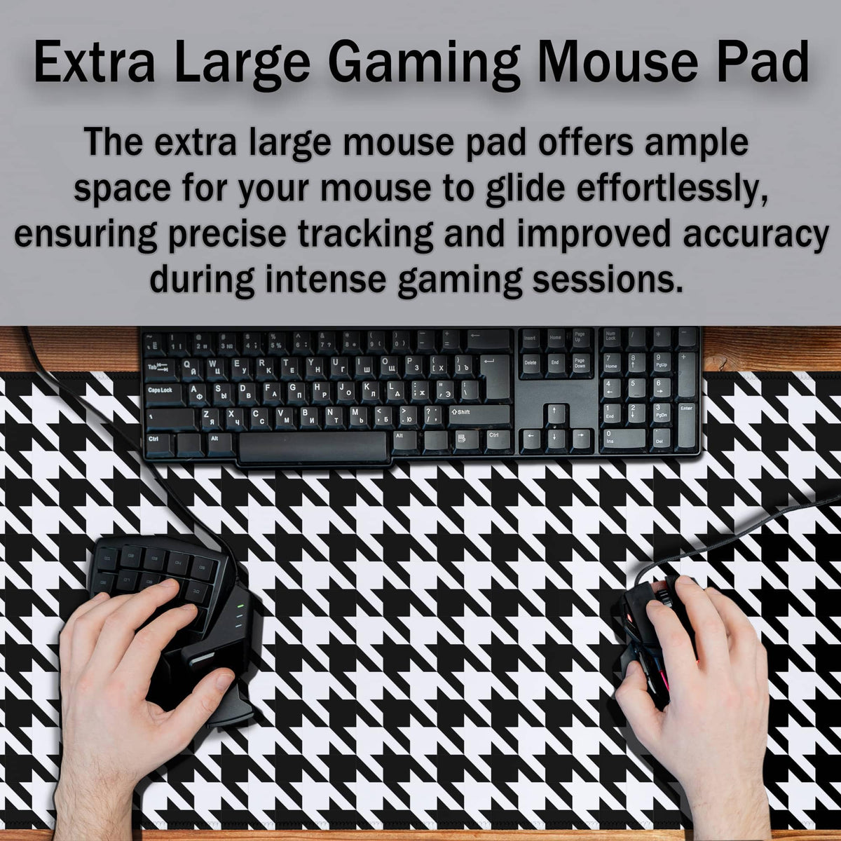 Samgula Gaming Mousepad Black and White Desk Mat for Desk Big Mouse Pads Keyboard Pad Home Office