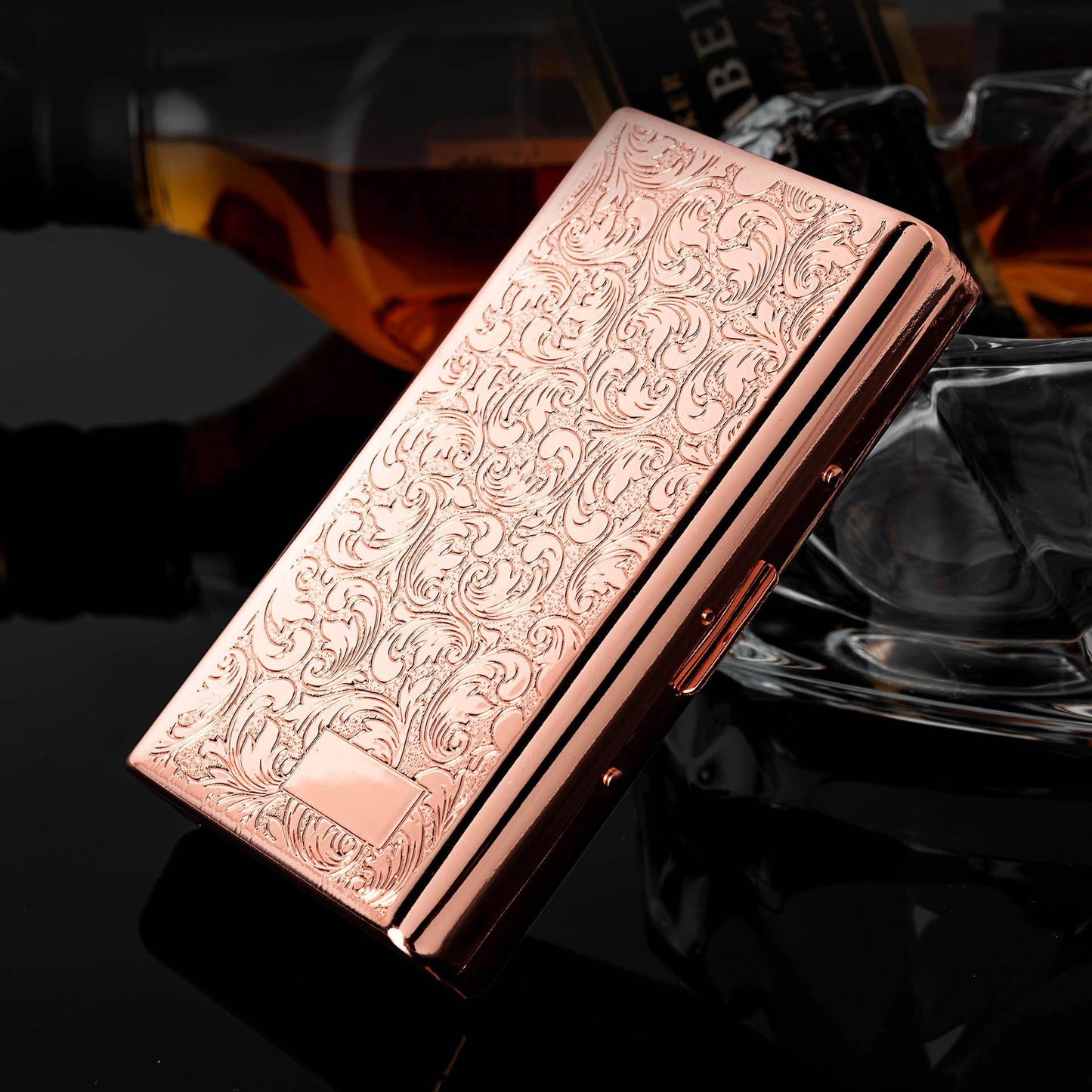 Goshentech Vintage Metal case,14 Capacity,Metal Plated Rose Gold,Double-Sided Open(Rose Gold,100mm