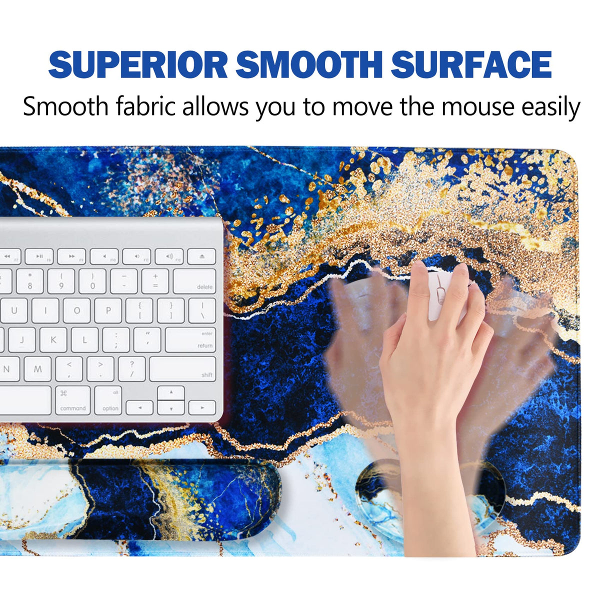 ARTSO Large Gaming Mouse Pad, Keyboard Wrist Rest Pad & Wrist Support Mousepad Set, Stitched Edge