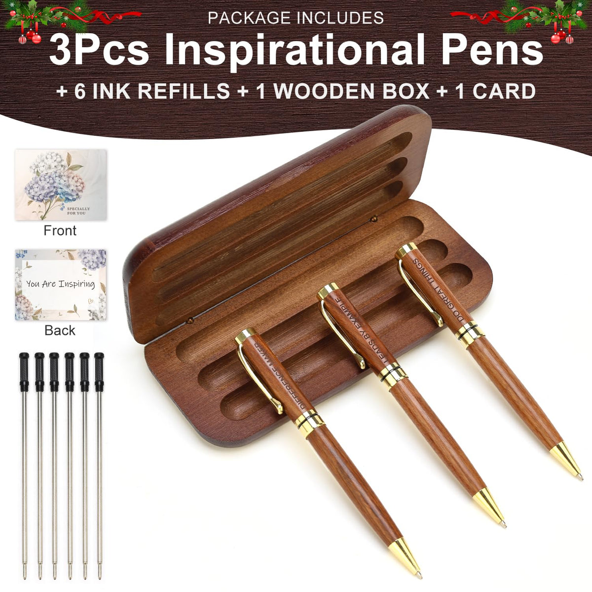 Engraved Wood Pen Set Thank You Gifts for Boss Coworkers Nurses Teacher Pen