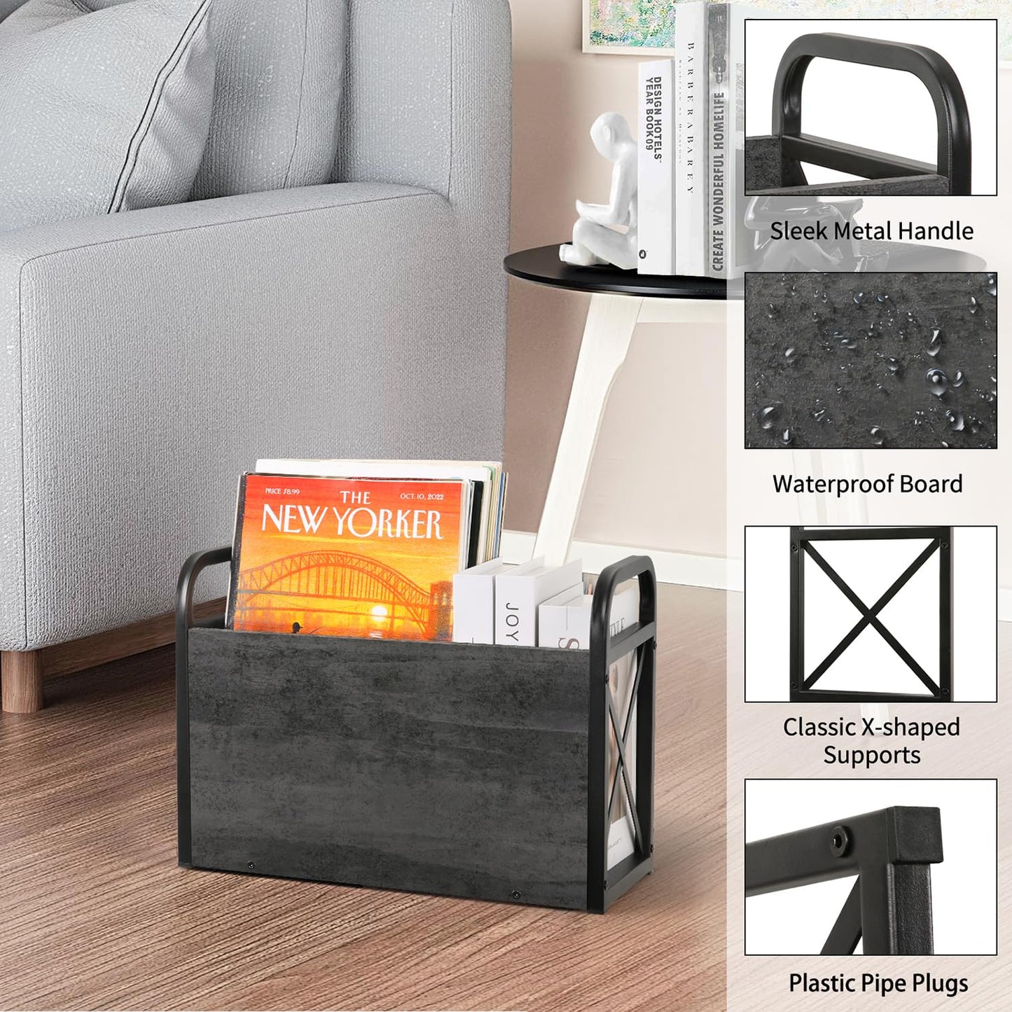 YINMIT Magazine Holder, Magazine Rack Floor, Magazine Storage Basket, Folder Organizer Bin for