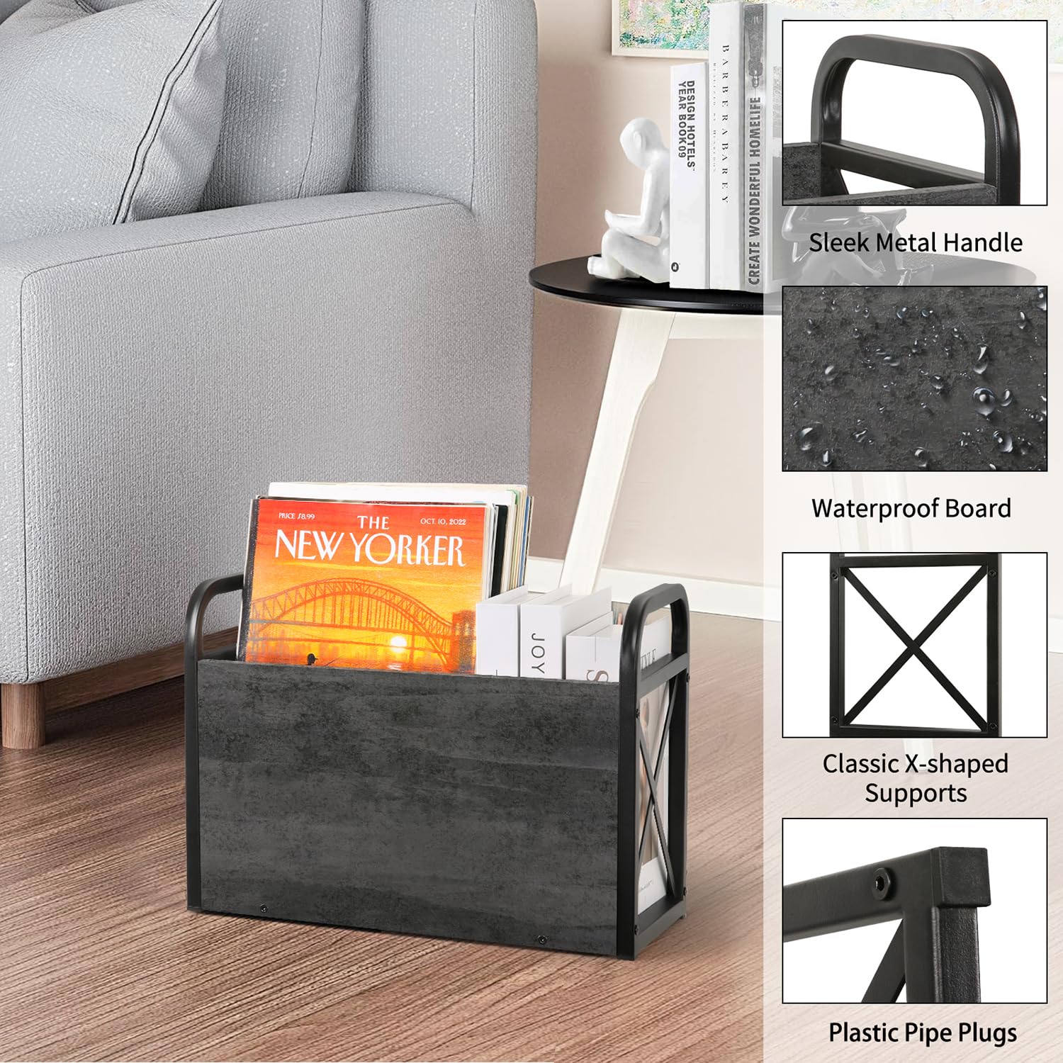 YINMIT Magazine Holder, Magazine Rack Floor, Magazine Storage Basket, Folder Organizer Bin for