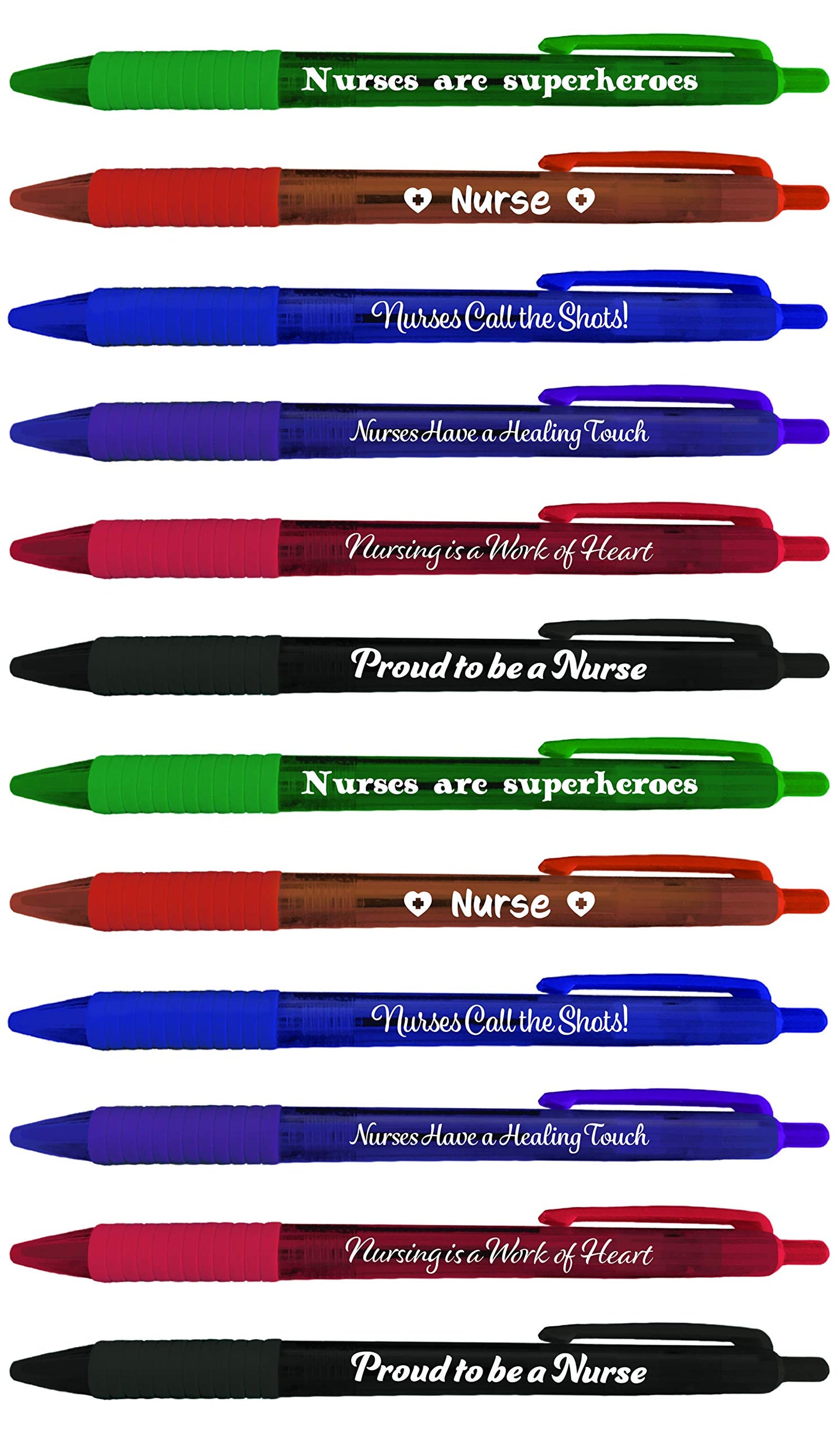 Greeting Pen Nurse Appreciation Translucent Ballpoint Pen Set - 6 Inspiring Nurse Designs in