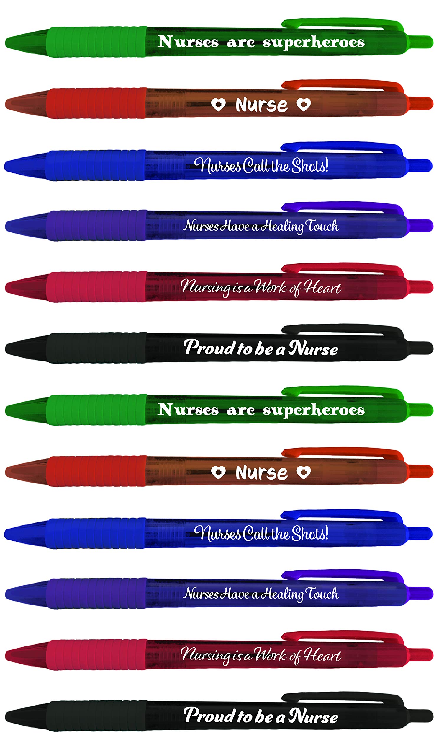 Greeting Pen Nurse Appreciation Translucent Ballpoint Pen Set - 6 Inspiring Nurse Designs in