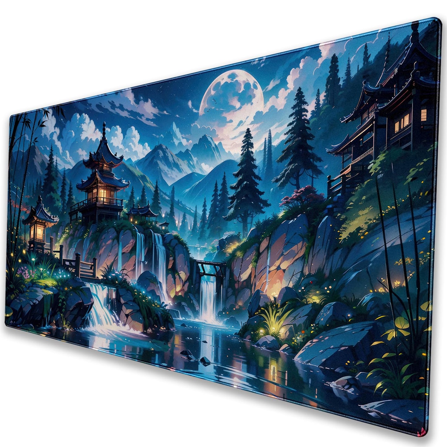 Pagoda Landscape Desk Pad, Large Extended Keyboard Mousepad 31.5x15.7