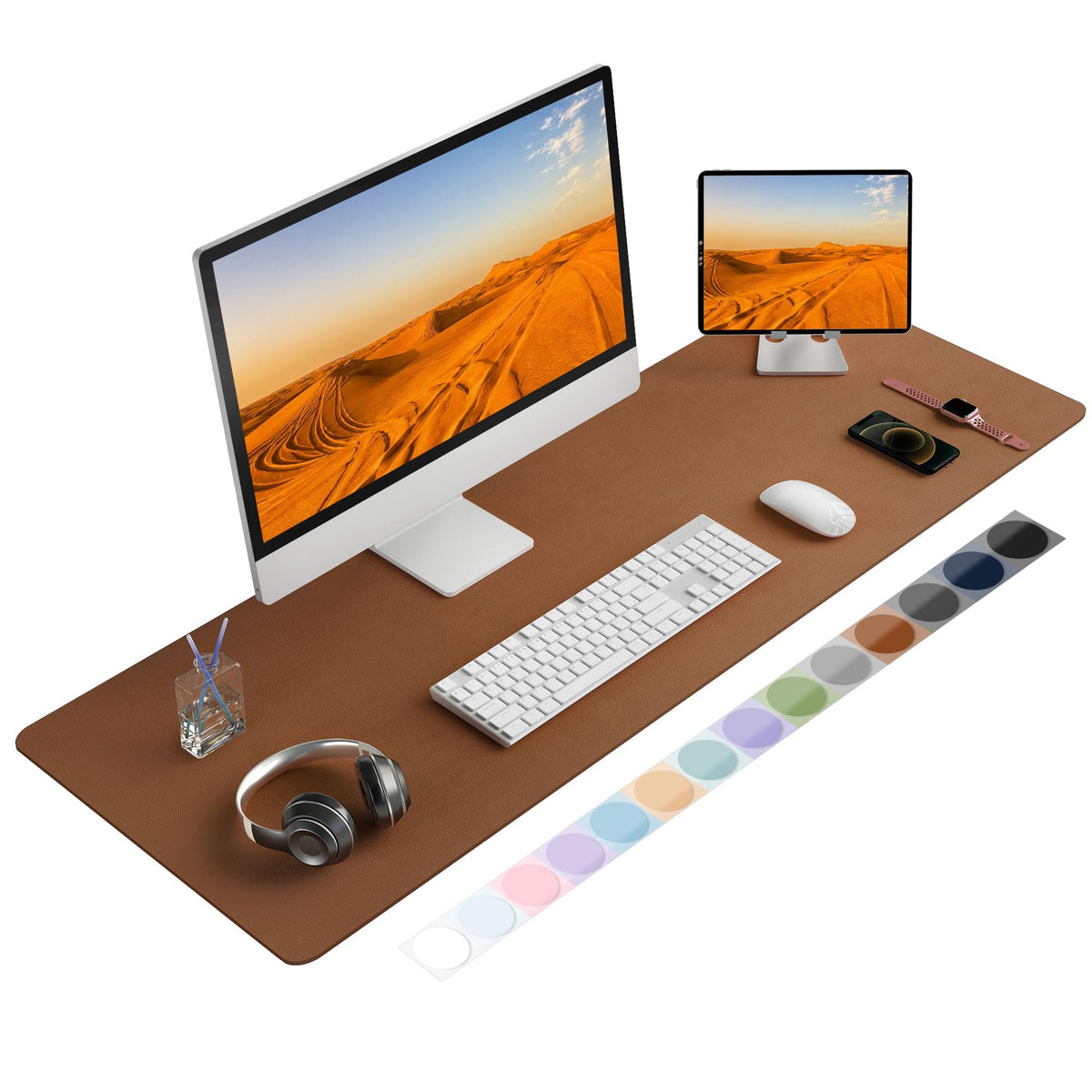 Roslim Leather Desk Pad Protector, Mouse Pad, Non-Slip Computer Mat for Desk, PU Leather Office
