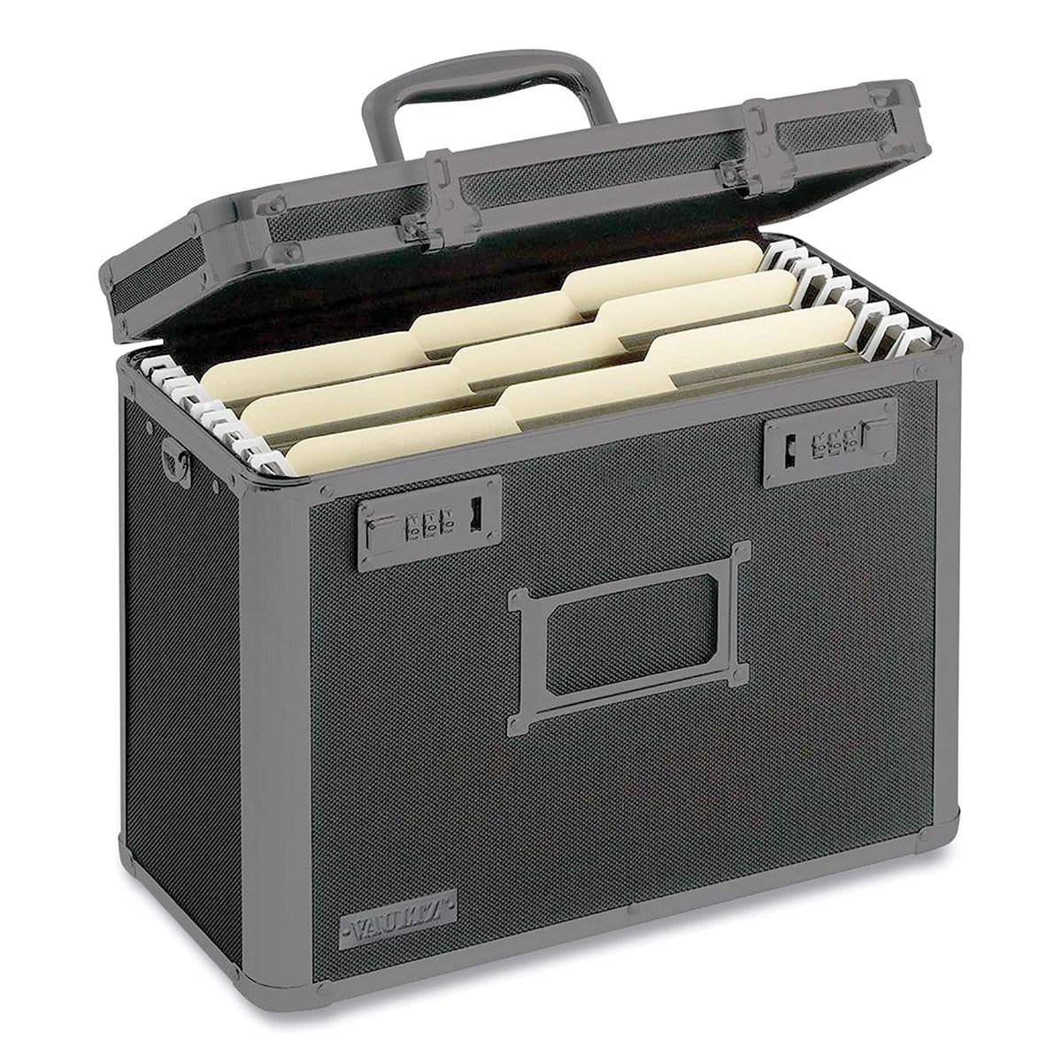 Vaultz Locking File Organizer Box with Combination Lock, 14" x 7" x 12.19", Black