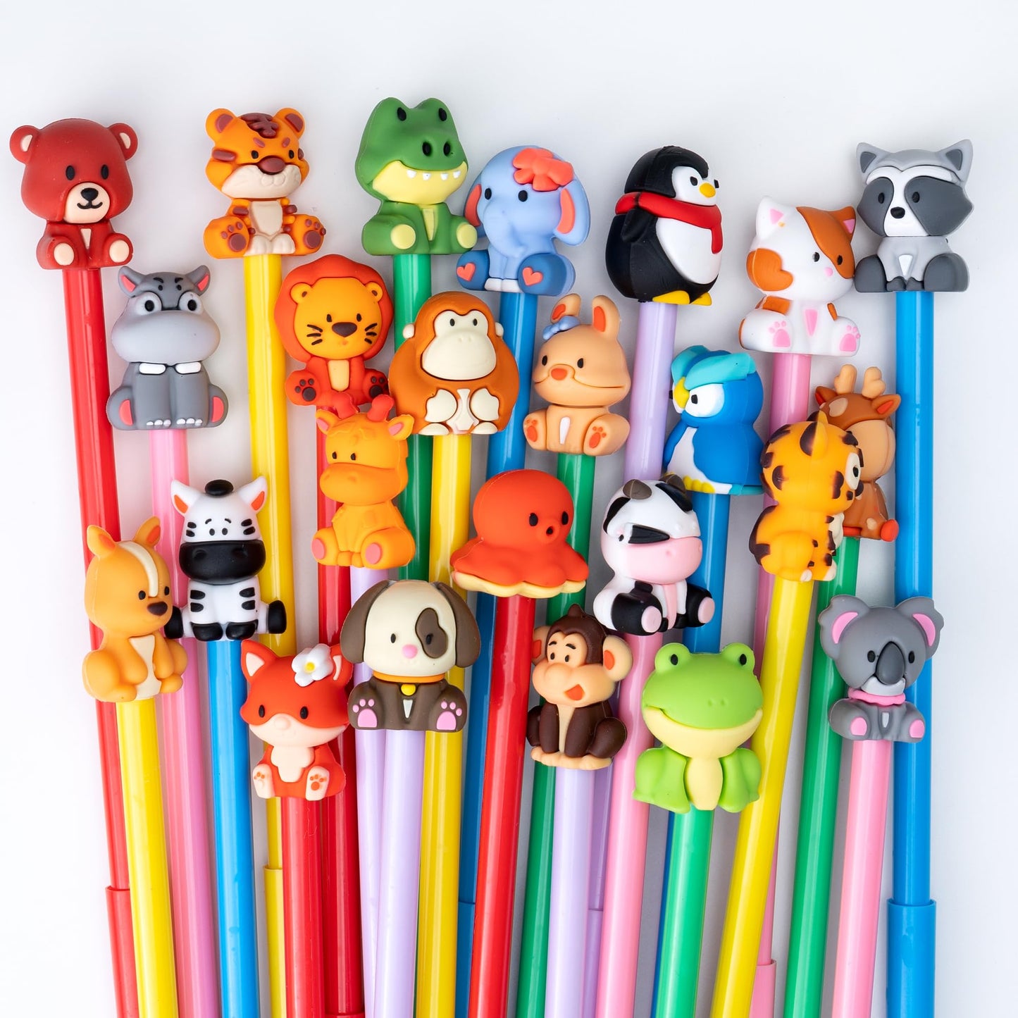 DMIGHT 24Pcs Cute Safari Animals Cartoon Gel Black Ink Pens,Random Kawaii Writing Pens,Assorted